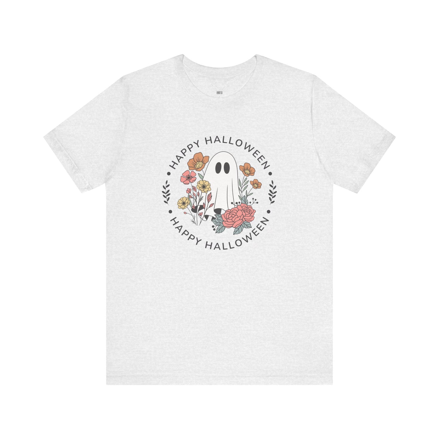 Happy Halloween Floral Ghost Tee – Bella+Canvas 3001