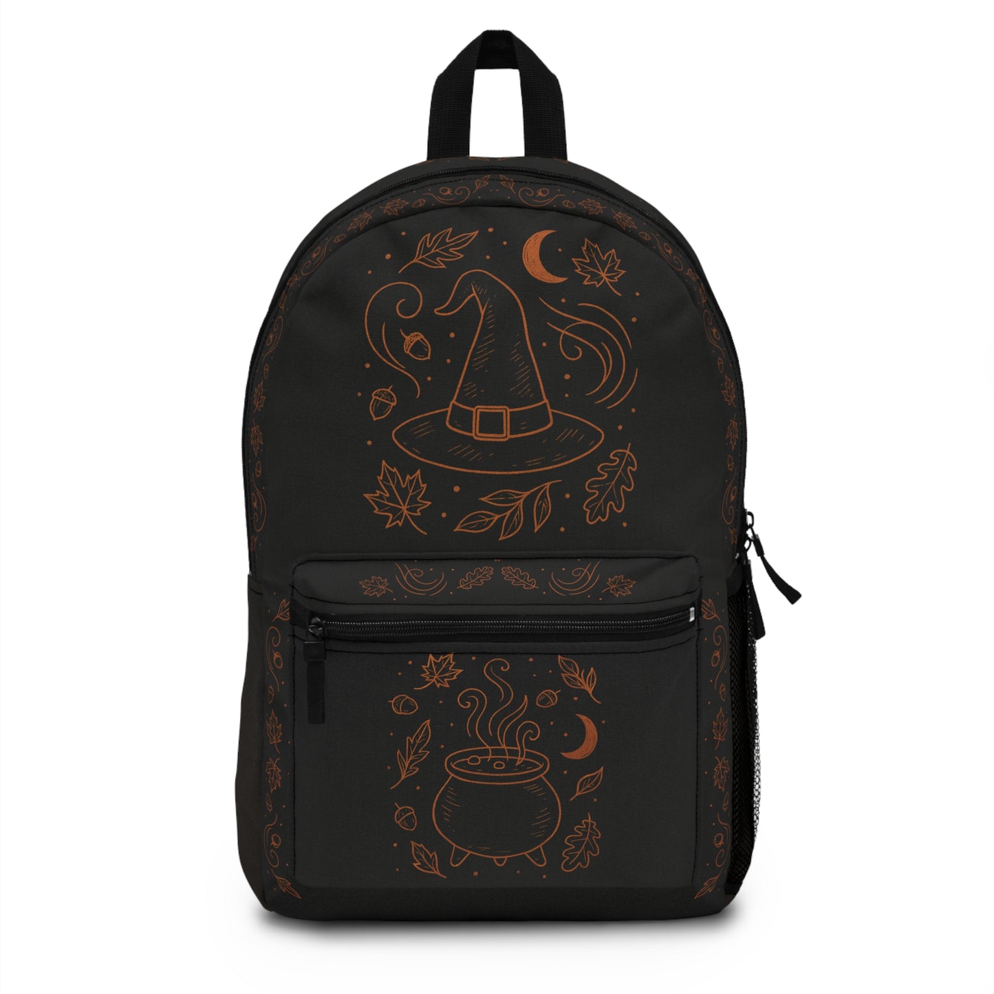 Witchy Autumn Backpack β Premium Black & Orange Fall Witch Hat and Cauldron Design