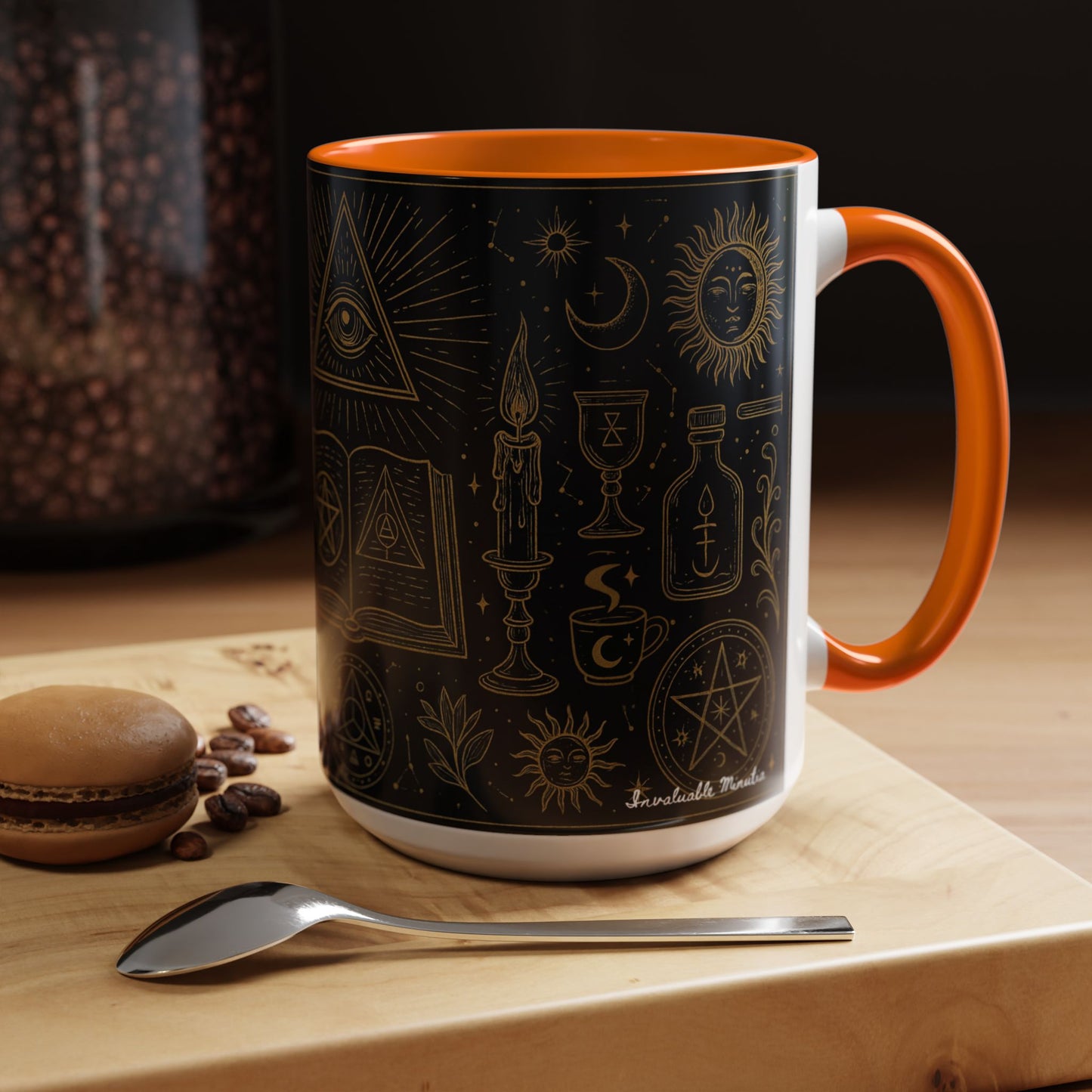 Witchy Aesthetic Coffee Mug โ 15oz Black & Purple Ceramic with Occult Symbols โ Goth Kitchen Decor, Halloween Gift Idea - 11oz/15oz