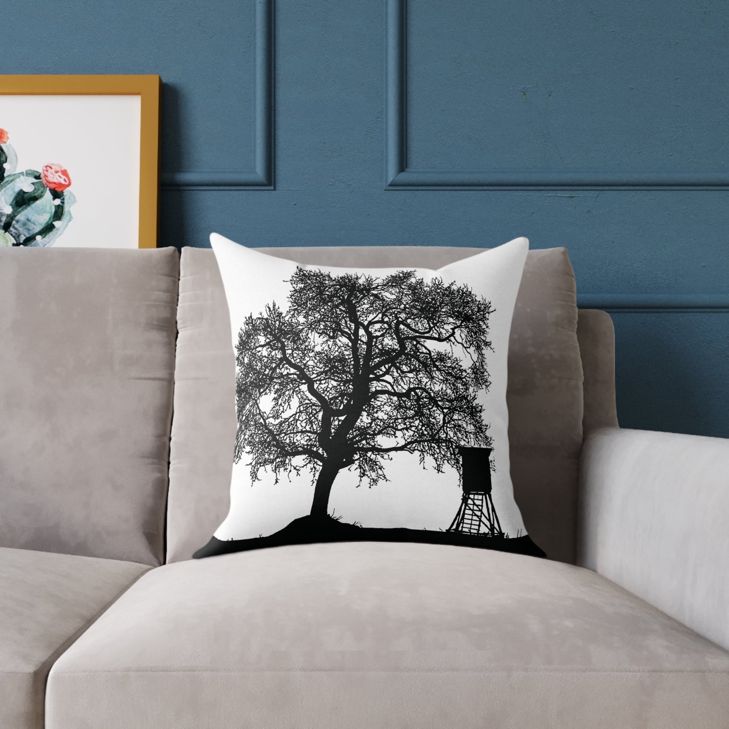 Lone Tree & Water Tower Silhouette Throw Pillow β Dark Countrycore Accent for Moody Spaces Home Decor Throw Pillows