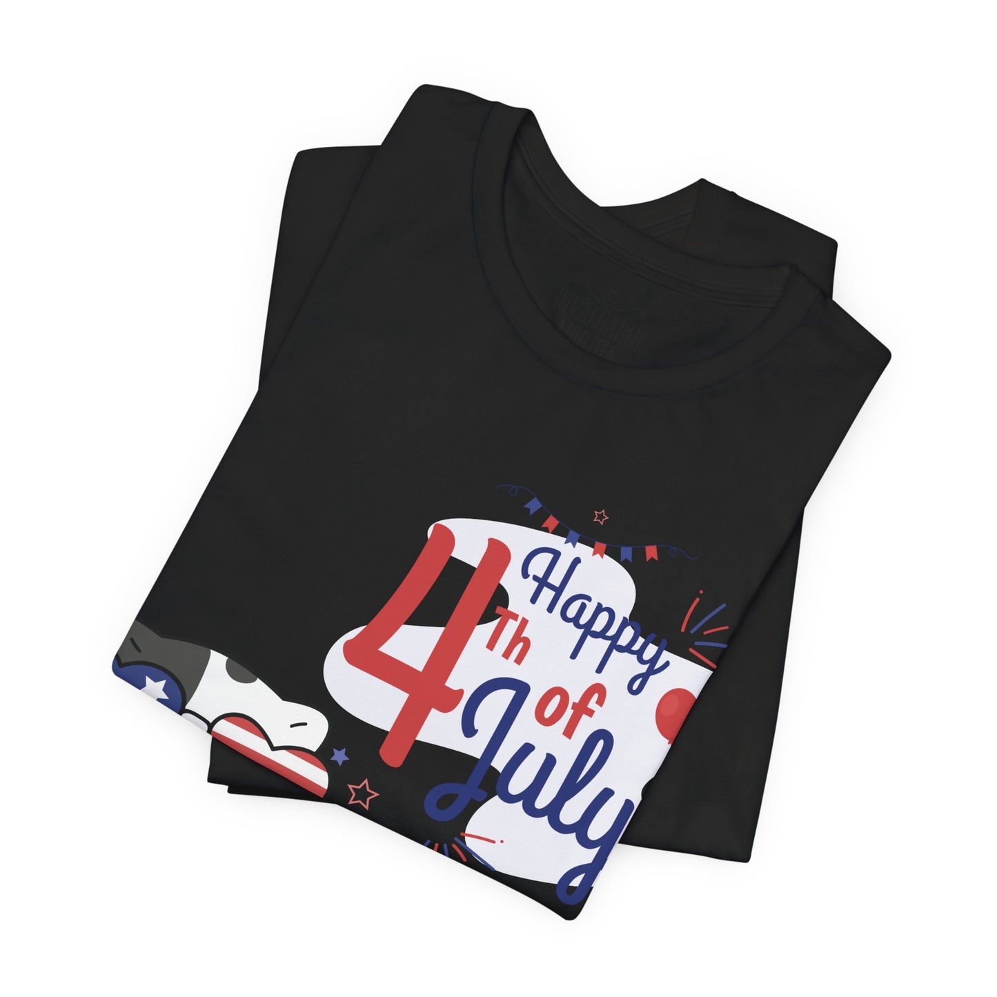 Patriotic Party Cat Tee – Happy 4th of July – Unisex Bella+Canvas Jersey Tee - 4th of July Tee