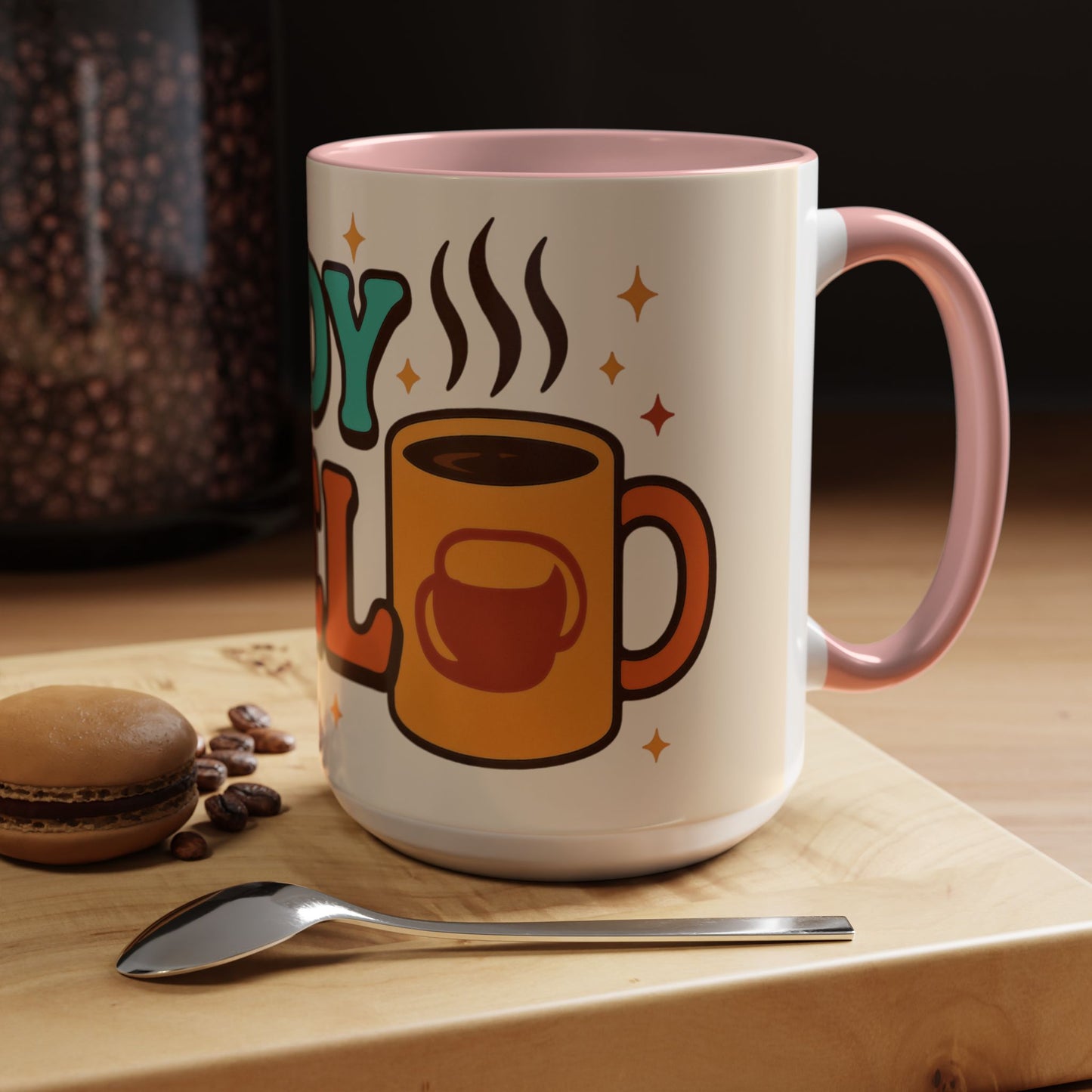 Study Fuel Color Accent Mug (11oz/15oz) – Retro Teacher/Student Coffee Cup • Back to School • Durable Ceramic