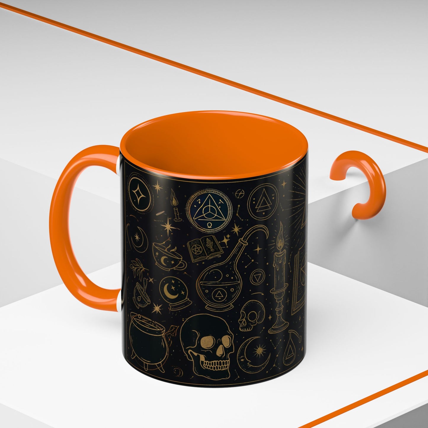 Witchy Aesthetic Coffee Mug โ 15oz Black & Purple Ceramic with Occult Symbols โ Goth Kitchen Decor, Halloween Gift Idea - 11oz/15oz
