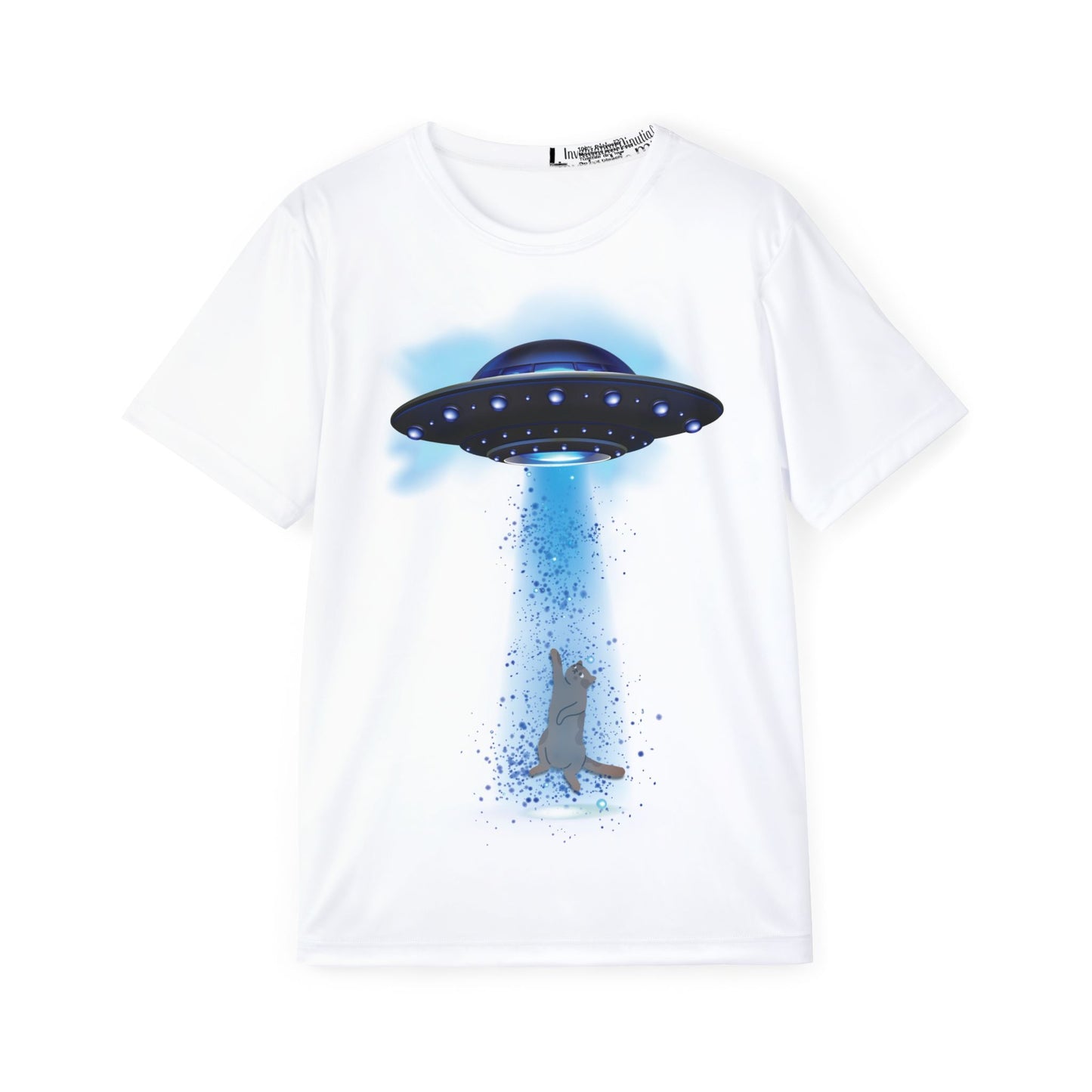 Cat Abduction Tee - Sports Jersey, Men's/Unisex Moisture Wicking AOP Tee, Large Print, Funny Cat T-shirt, UFO Shirt