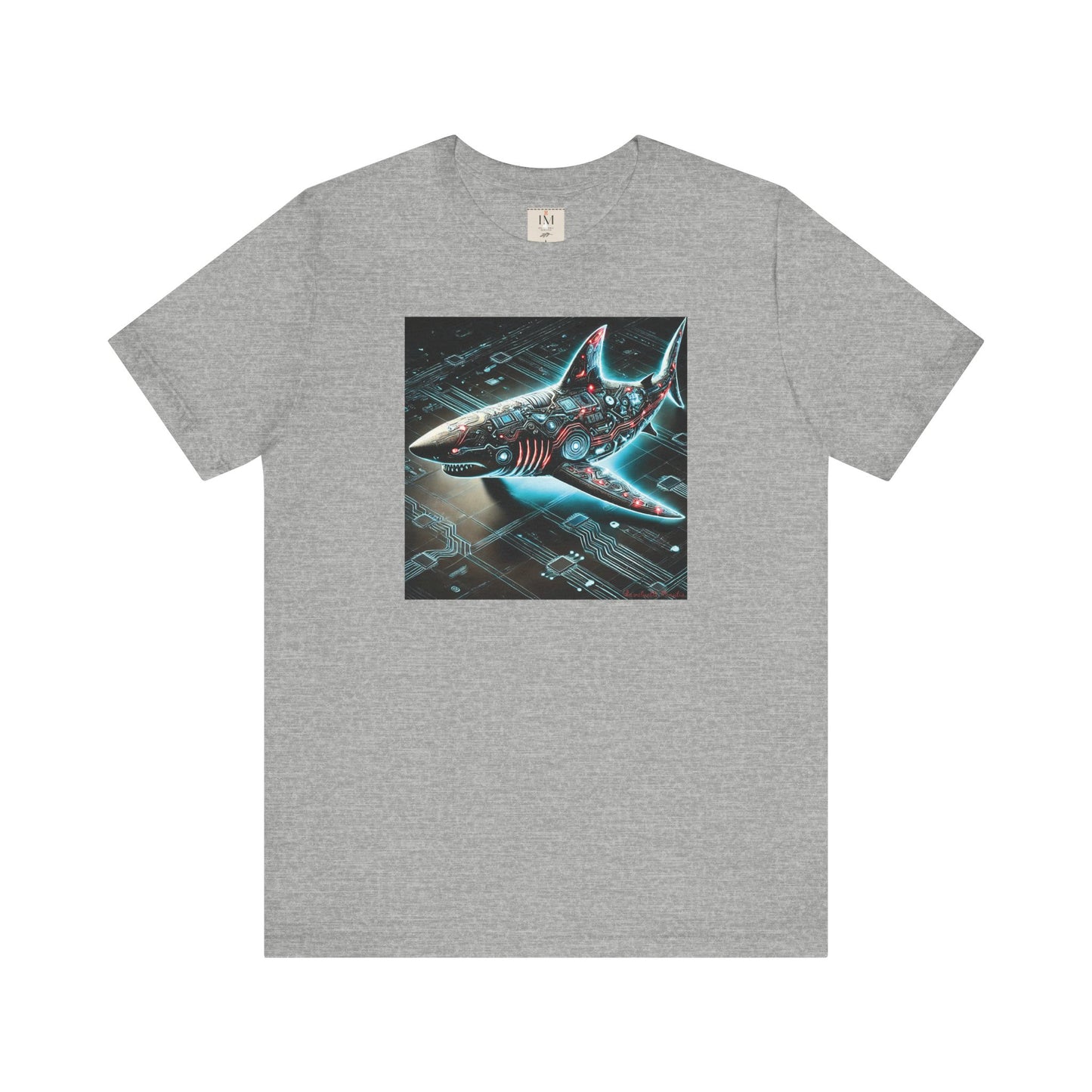 Cyber Shark Unisex Jersey Tee - Futuristic Ocean Design Tech T-Shirt