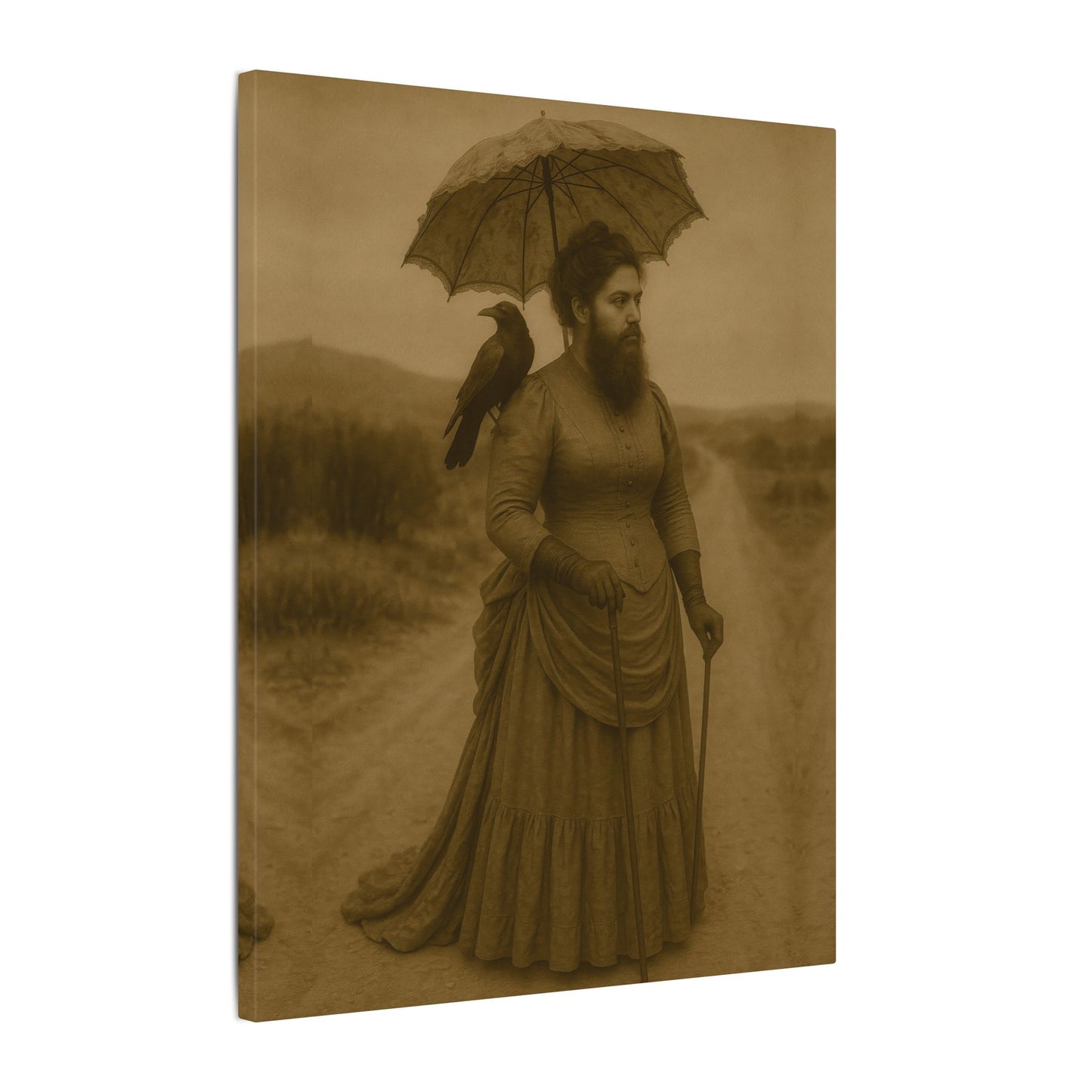 Bearded Lady with Crow β Matte Canvas Print (Gallery-Wrapped) 0.75"