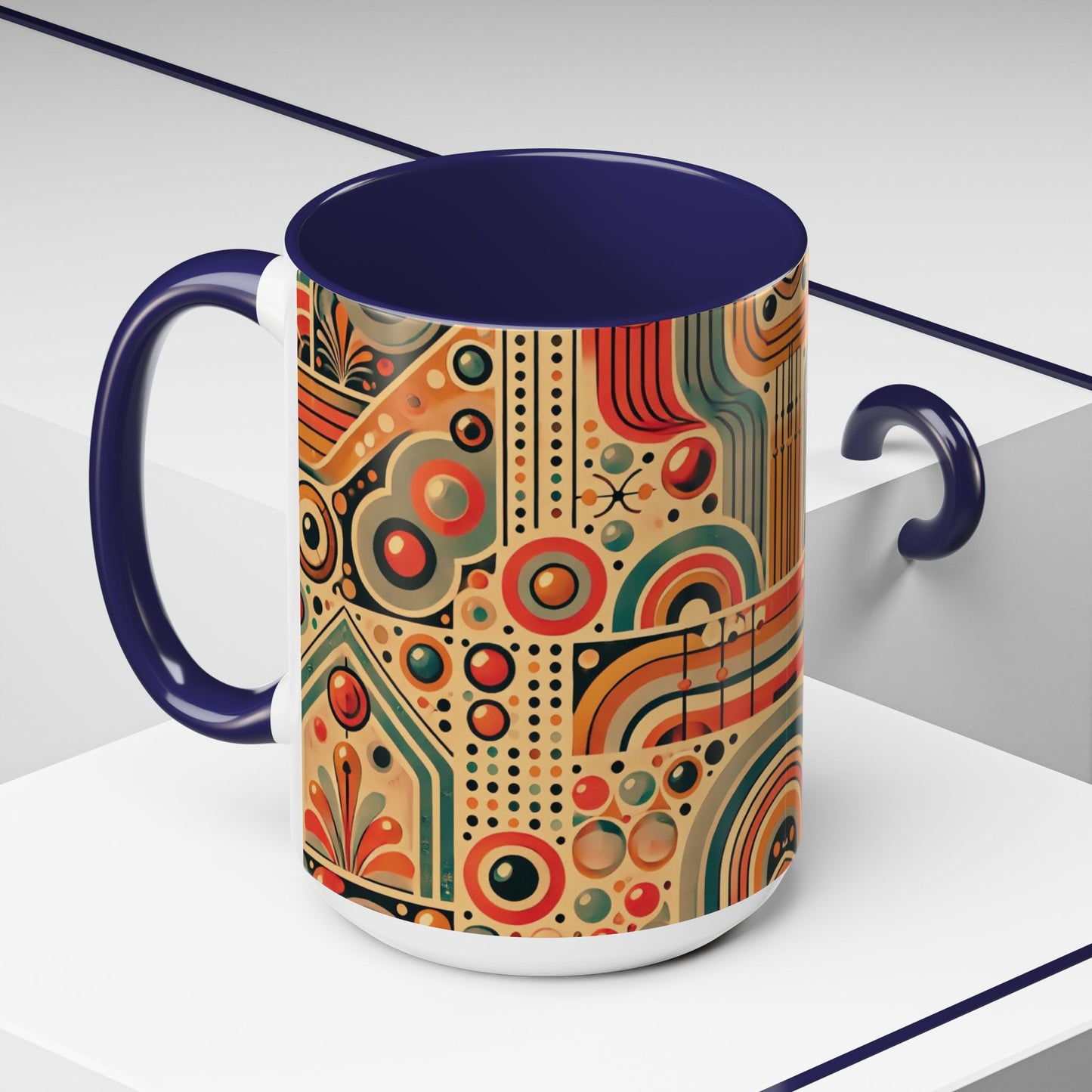 πΏ Retro Boho Accent Coffee Mug | 11oz & 15oz Ceramic Cup | Custom Colors Available
