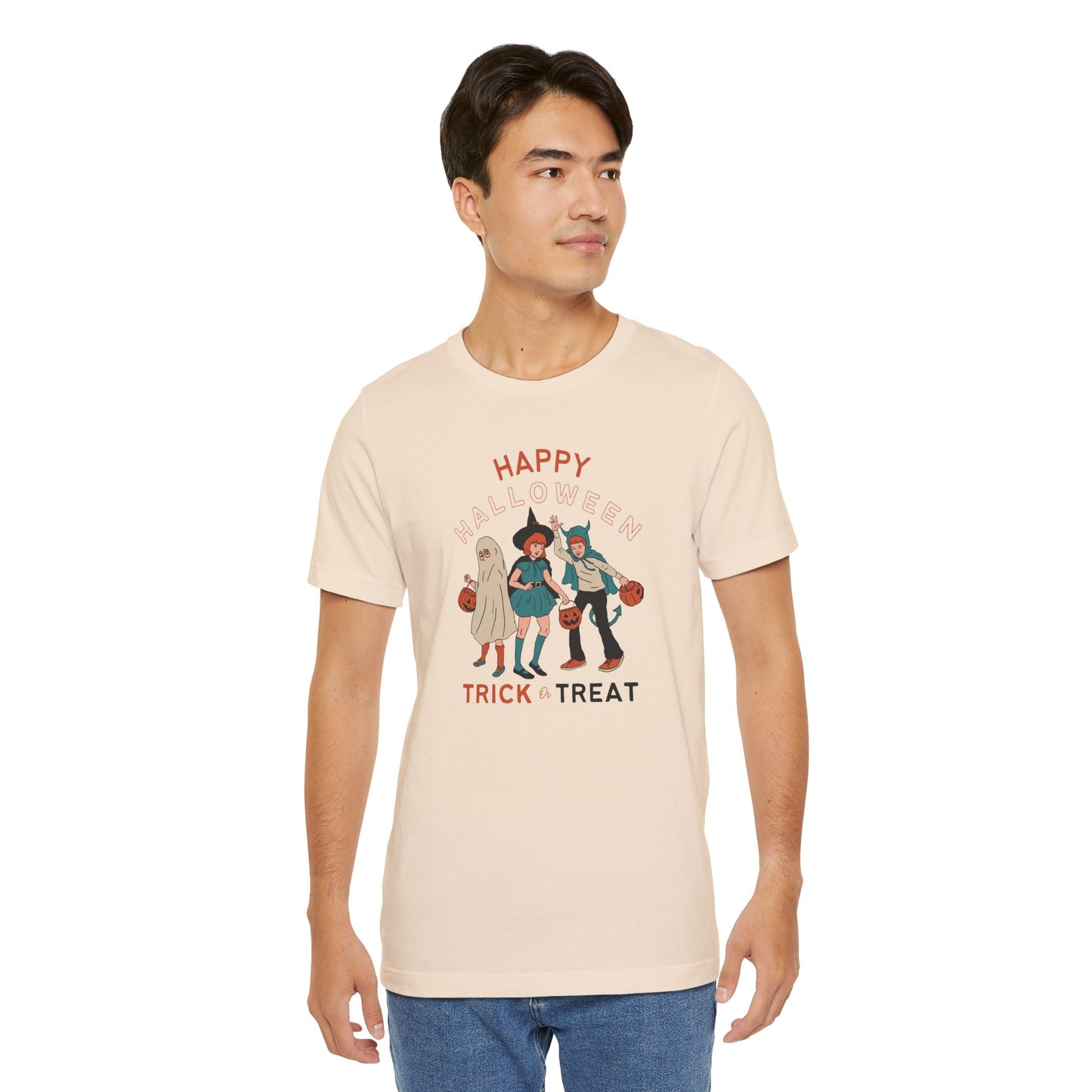 Happy Halloween Trick or Treat Vintage Vibe Tee โ Bella+Canvas 3001