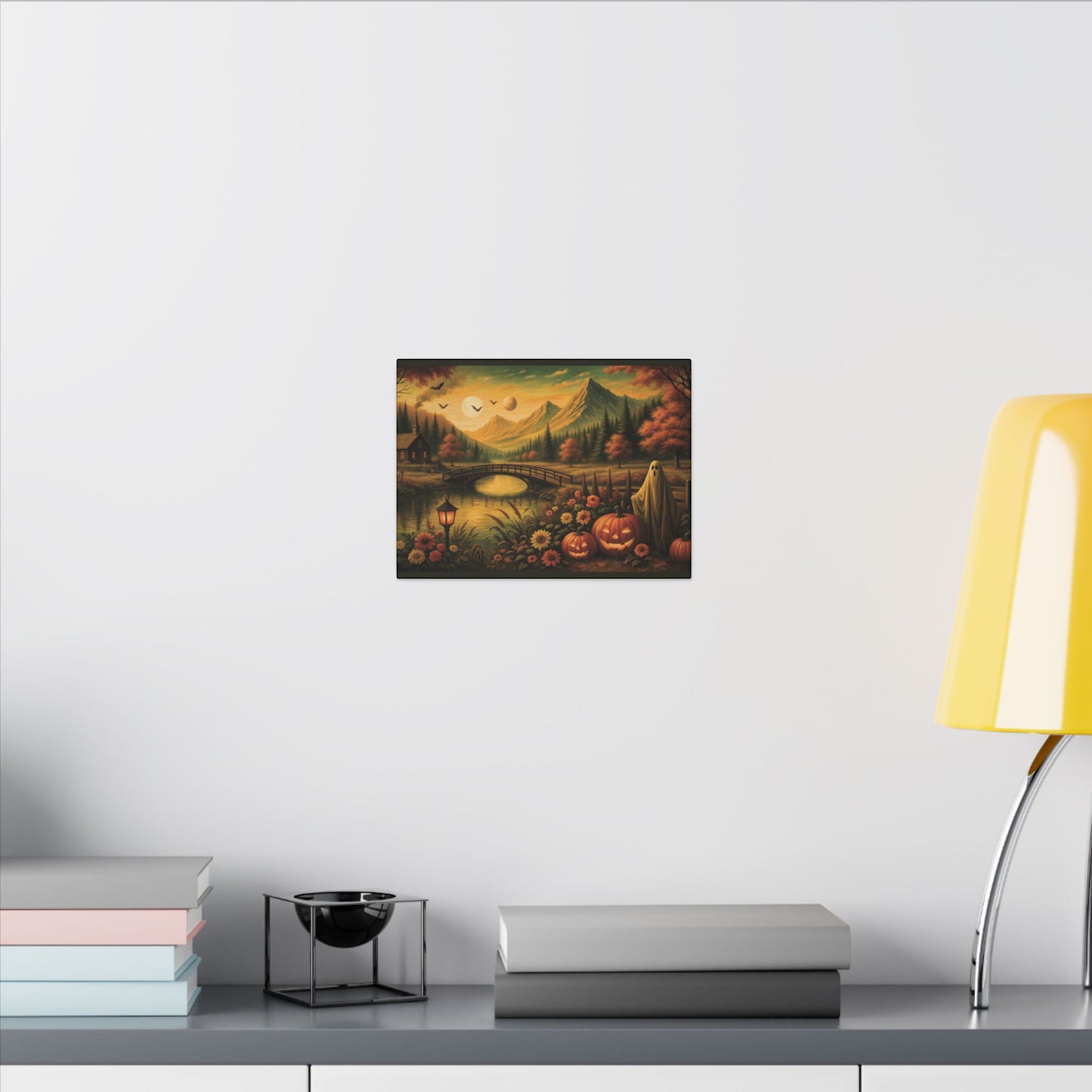 Ghost in the Garden – Autumn Halloween Landscape Canvas Print