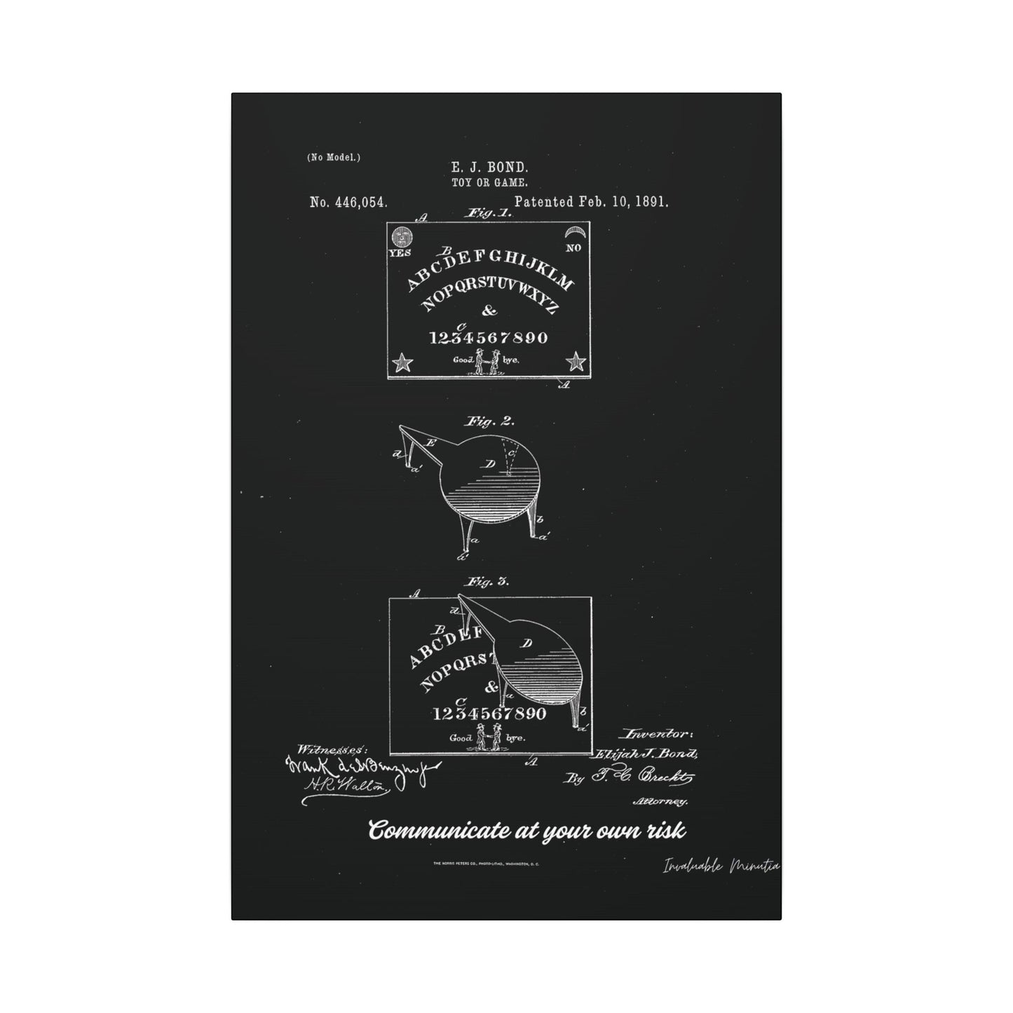 Ouija Board Patent Print (1891) – Gothic Spirit Board Canvas Wall Art