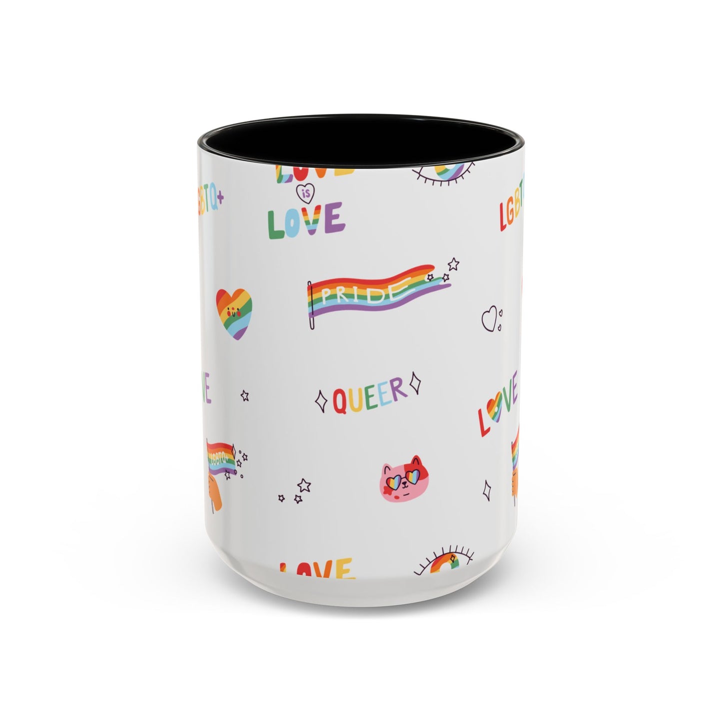 Minimalist Pride Accent Mug | LGBTQ+ Love Ceramic Cup | 11oz & 15oz