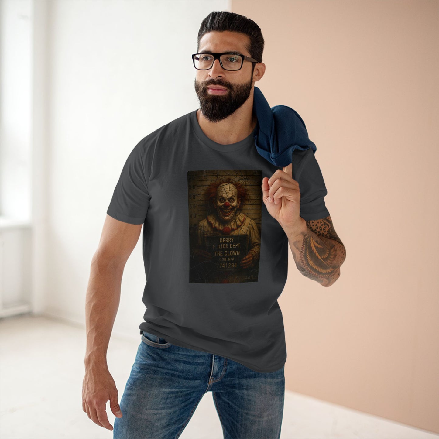 Creepy Clown Mugshot T-Shirt โ Premium AS Colour 5001 Horror Tee