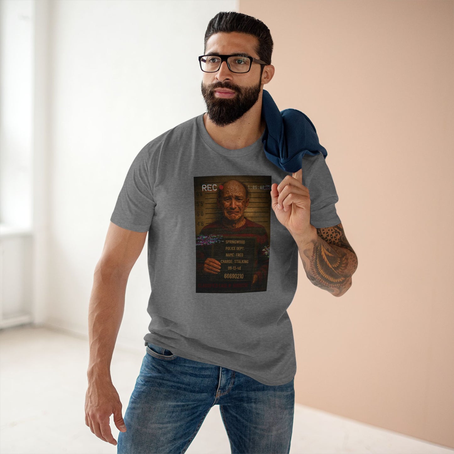 π₯ Freddy Mugshot Tee β Retro Slasher Horrorcore Premium T-Shirt (Unisex)