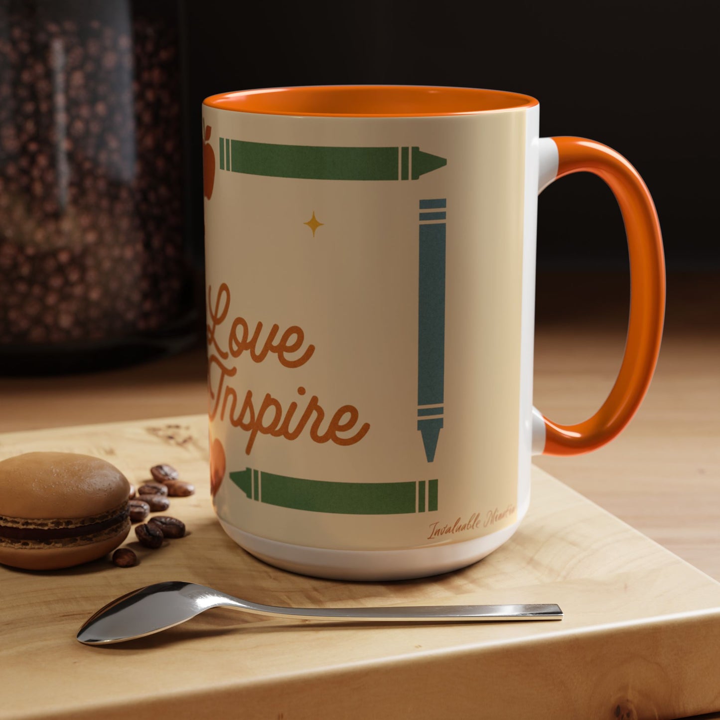 Teach Love Inspire Color Accent Mug (11oz/15oz) – Teacher Gift • Back to School • Durable Ceramic, Dishwasher & Microwave Safe