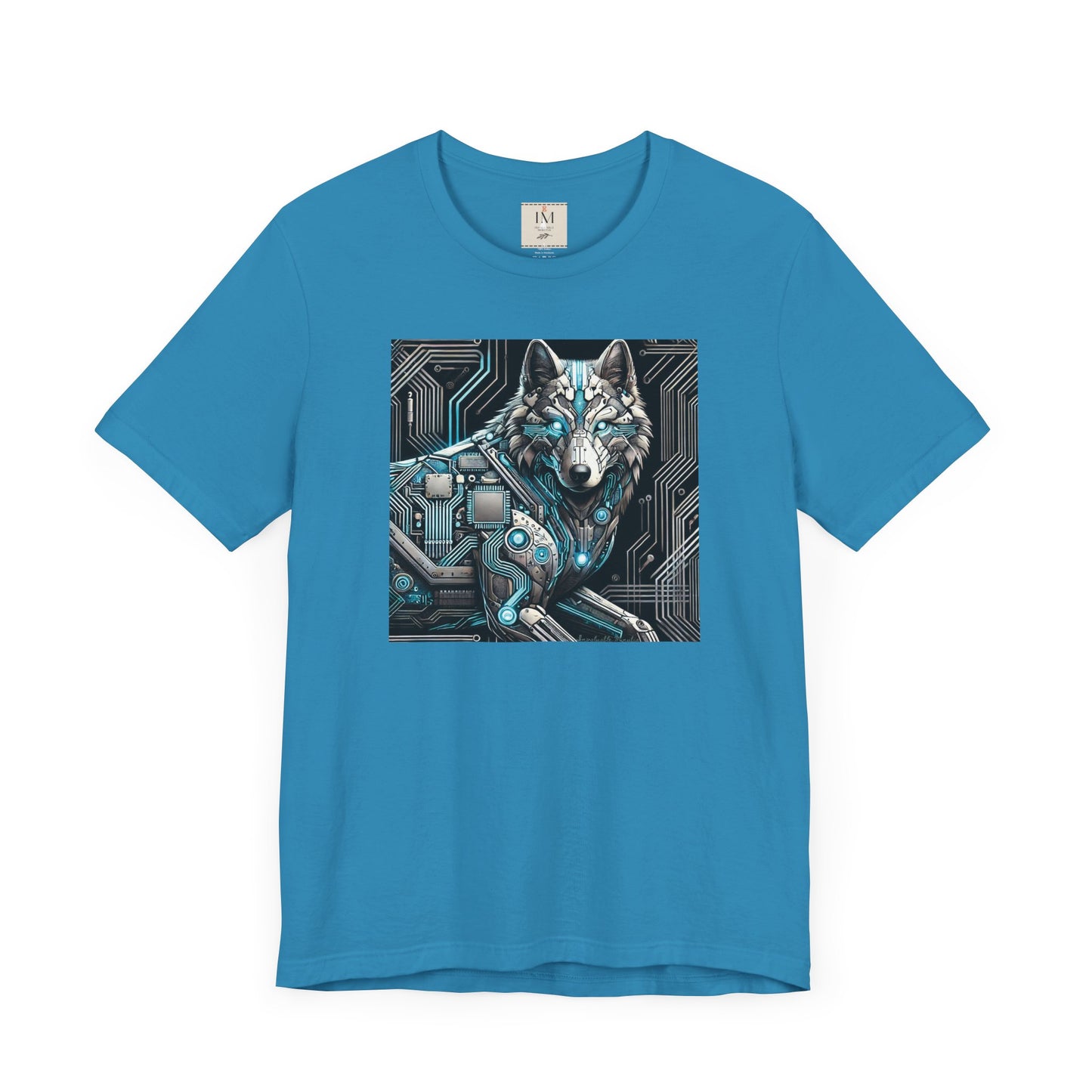 Tech Cyber Wolf Unisex Jersey Tee - Futuristic Animal Print Animal T-Shirt