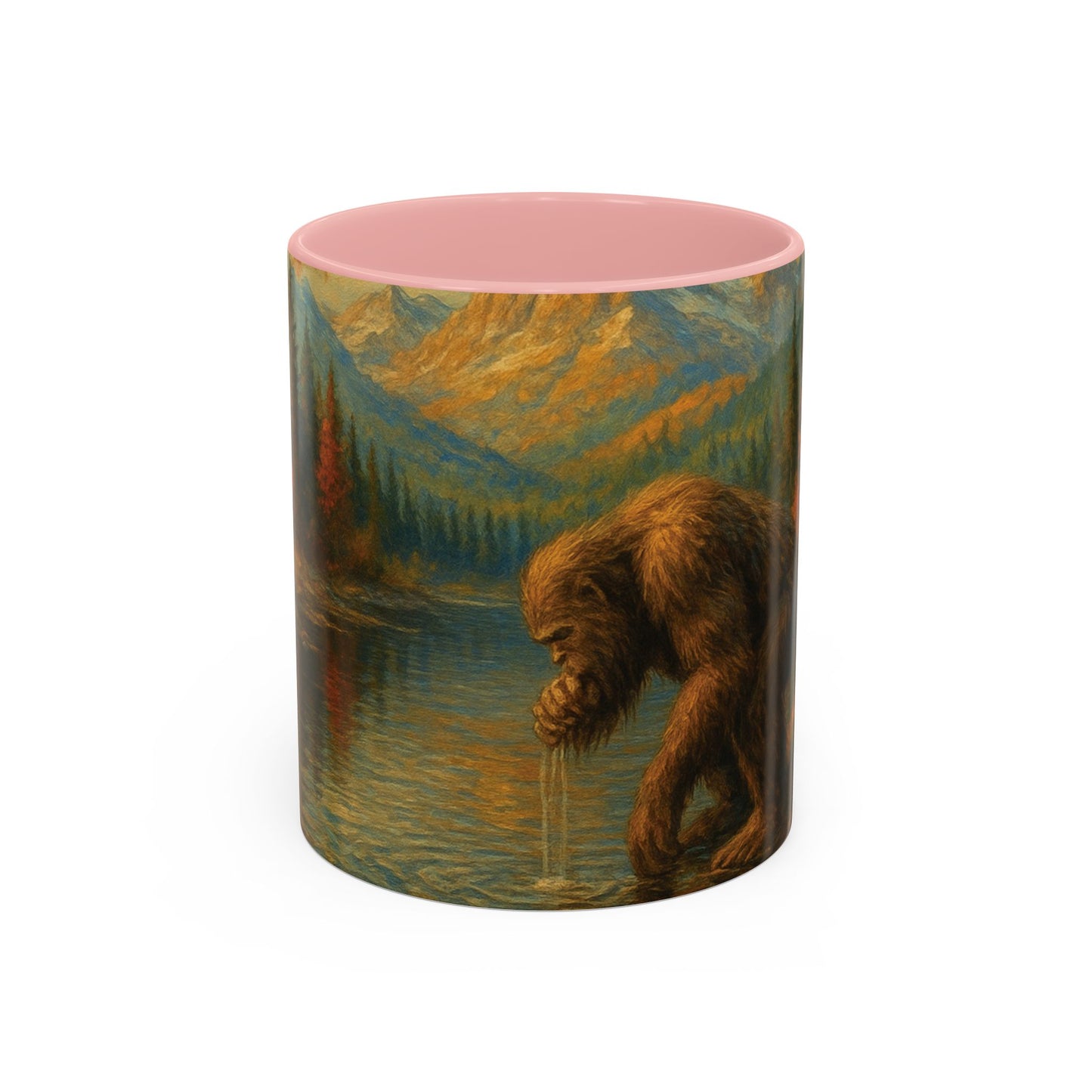 Bigfoot River Scene Mug | Autumn Wilderness Accent Coffee Mug (11oz/15oz)