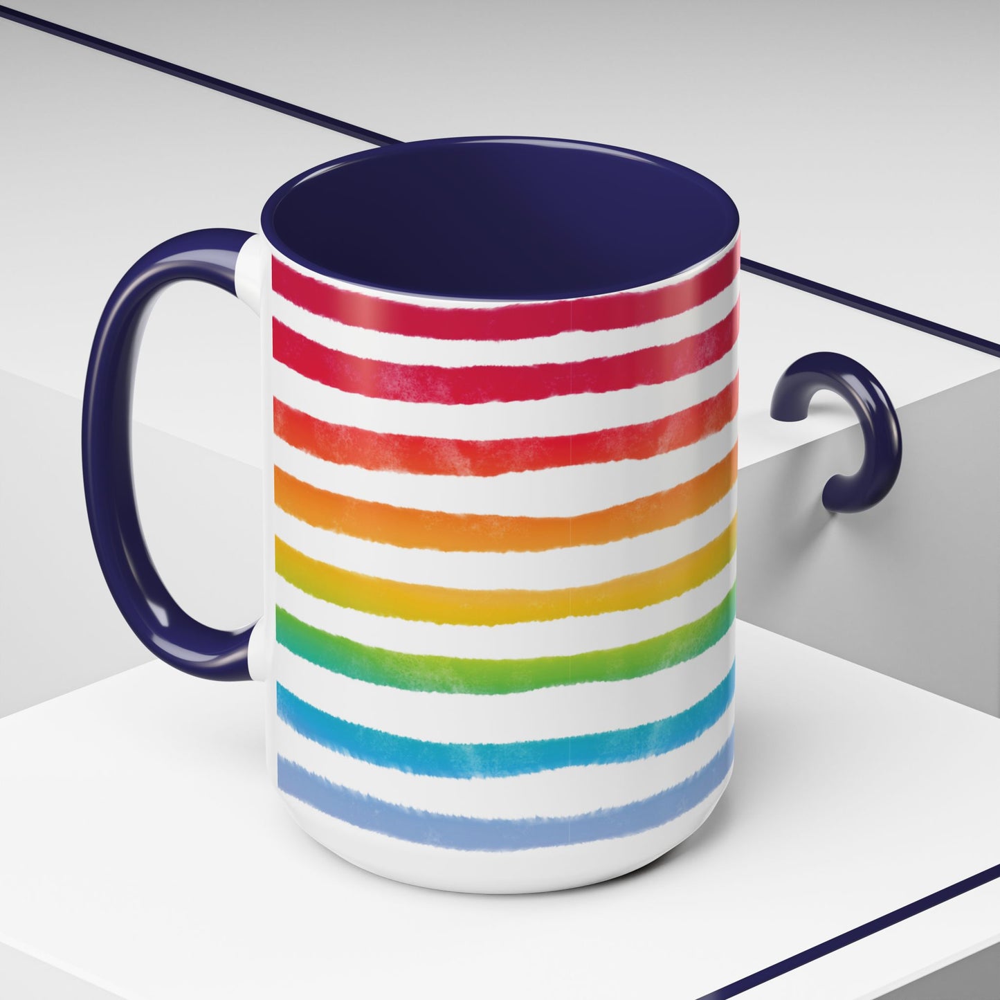 π Bold Rainbow Stripes Pride Mug | 11oz/15oz | Purple Accent