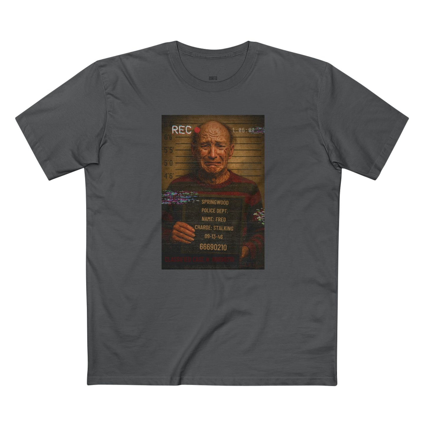 π₯ Freddy Mugshot Tee β Retro Slasher Horrorcore Premium T-Shirt (Unisex)