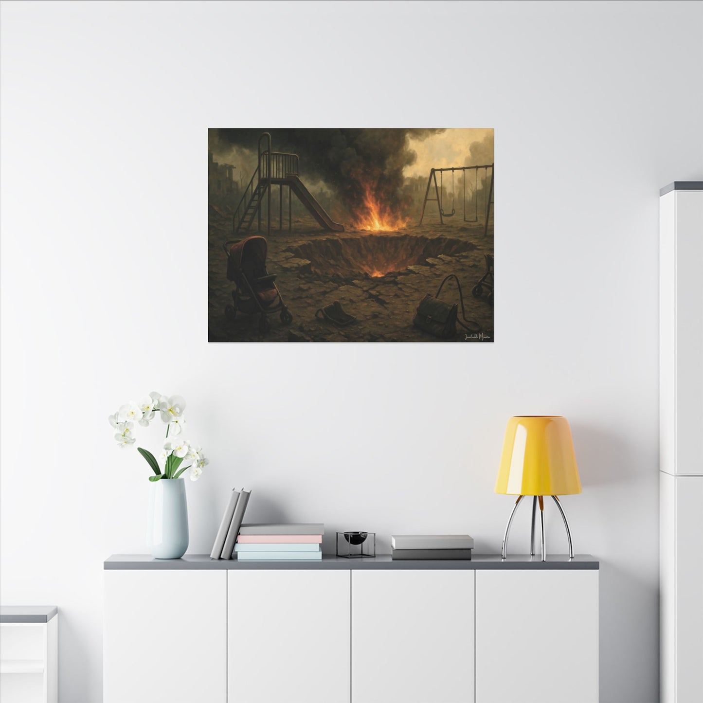 Apocalyptic Playground Canvas Print – Dark Surreal Landscape Wall Art – Post-Apocalyptic Home Décor