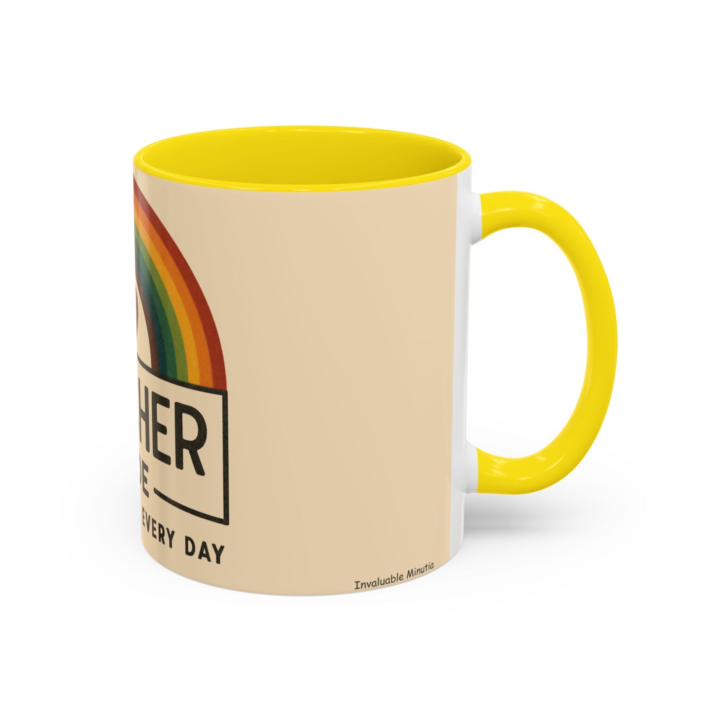 Teacher Mode – Color Accent Mug (11oz/15oz) • Rainbow Heart • Teacher Gift • Dishwasher & Microwave Safe