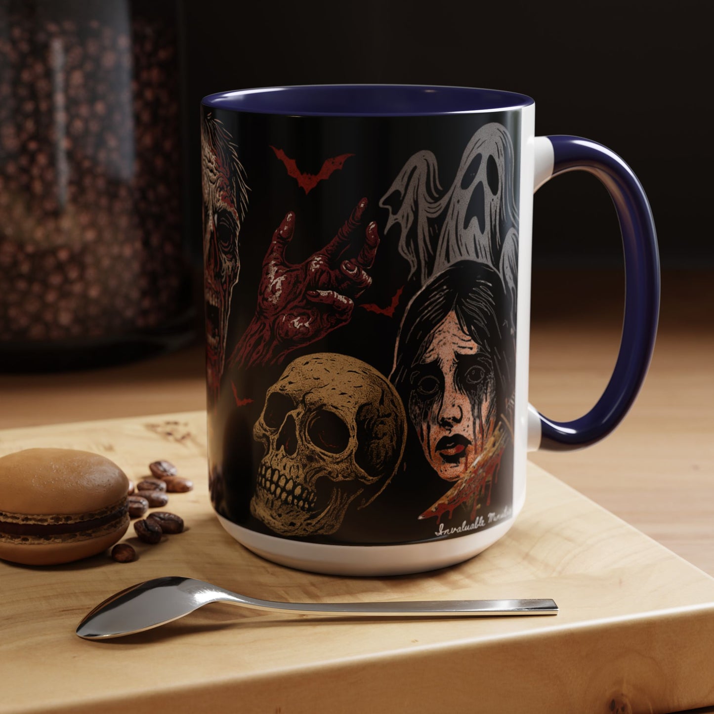 Horror Coffee Mug – Zombie Graveyard Halloween Design – 11oz & 15oz Ceramic – Creepy Goth Kitchen Decor