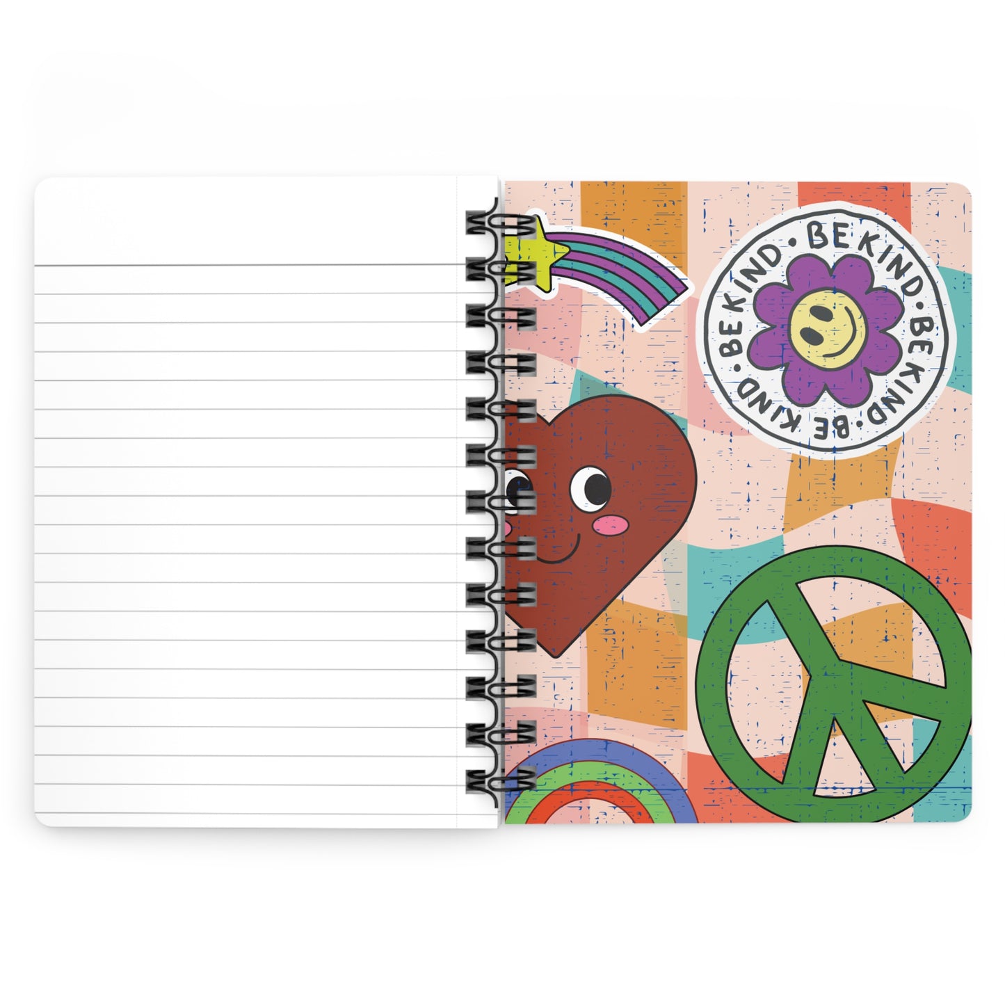 Spiral-Bound Journal Notebook Diary – “Good Vibes” Hardcover Gloss Notebook - Retro Vibes