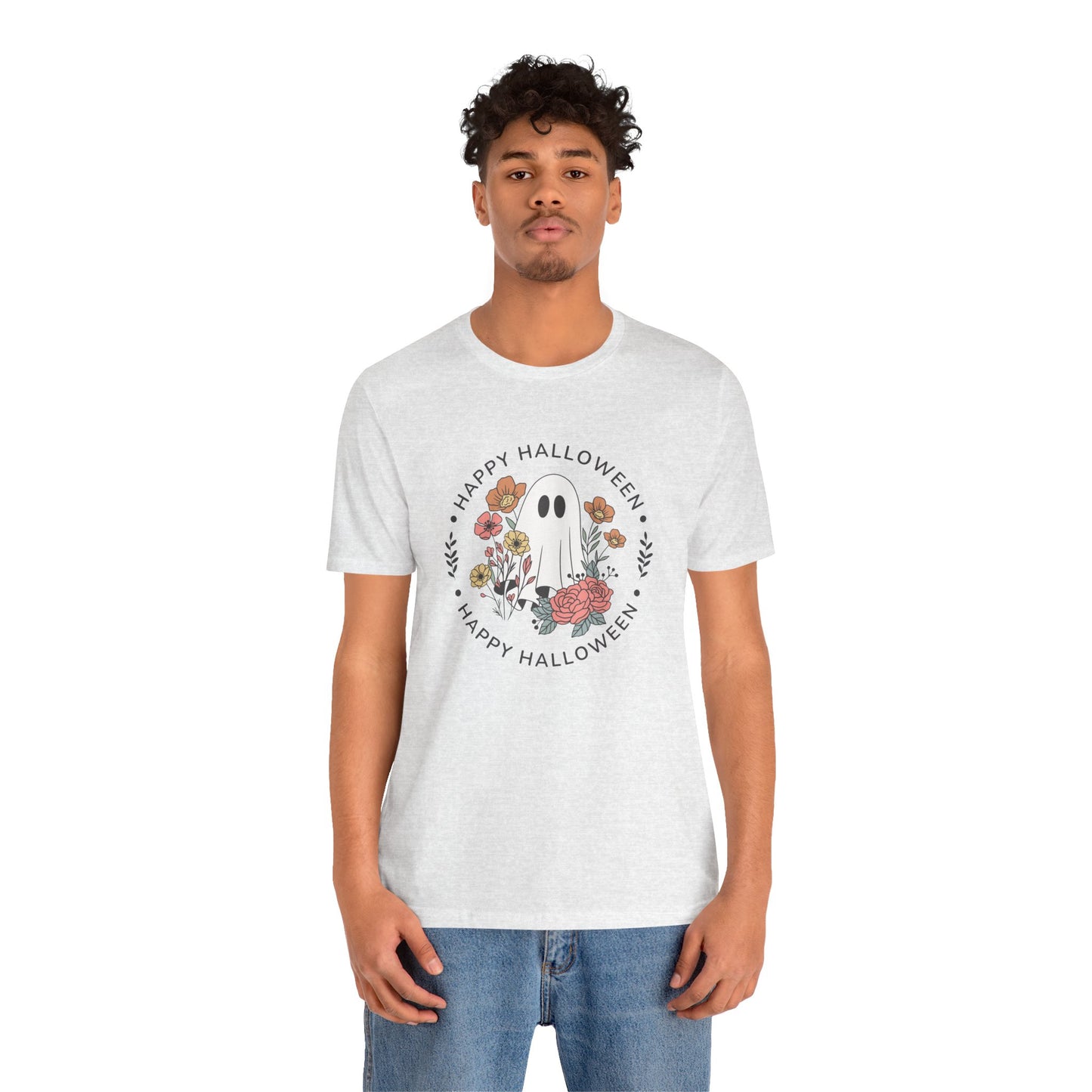 Happy Halloween Floral Ghost Tee – Bella+Canvas 3001
