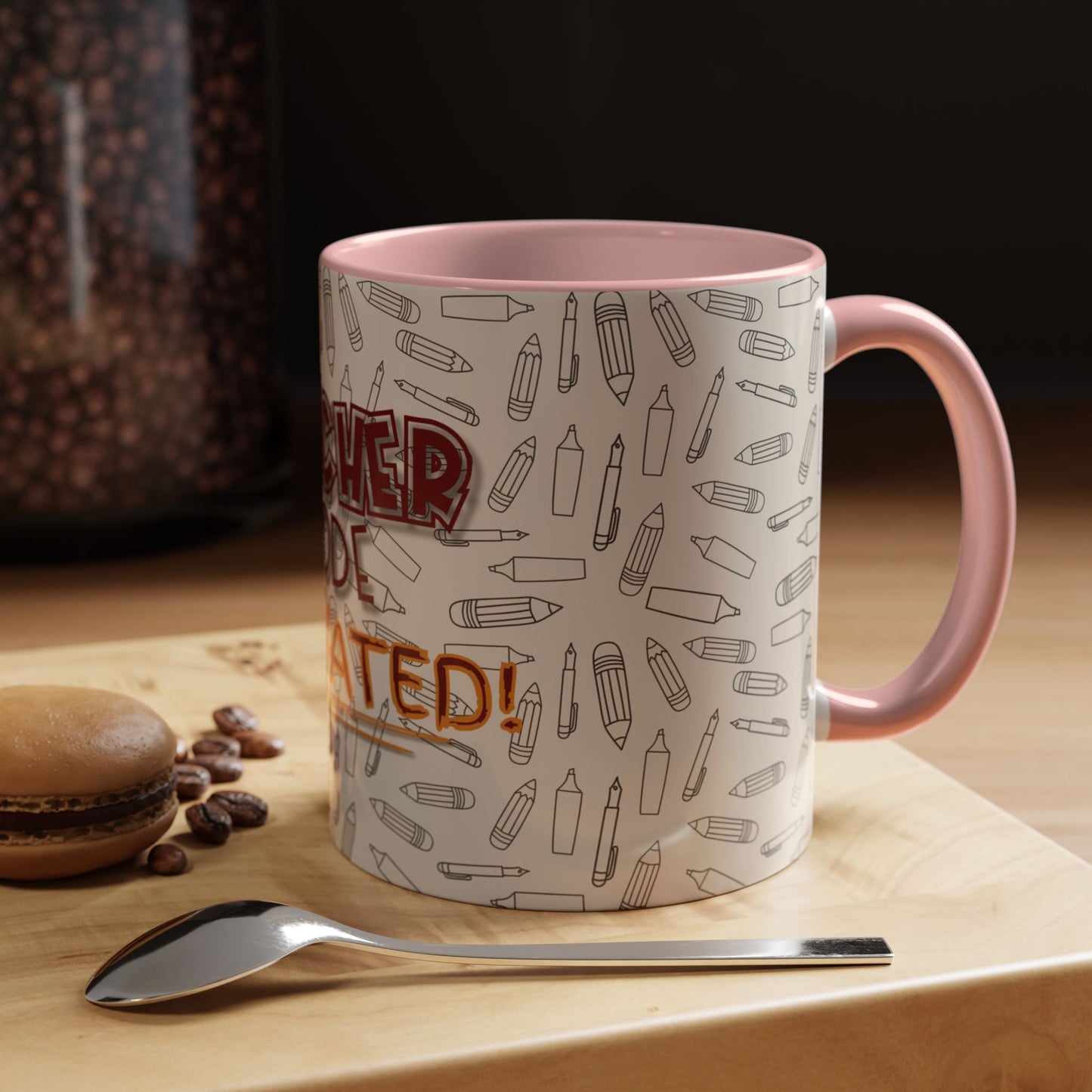 Funny Teacher Coffee Mug – Back to School Gift – “Teacher Mode Activated” – Color Accent 11oz 15oz – Classroom Decor – Durable Ceramic – Education Life