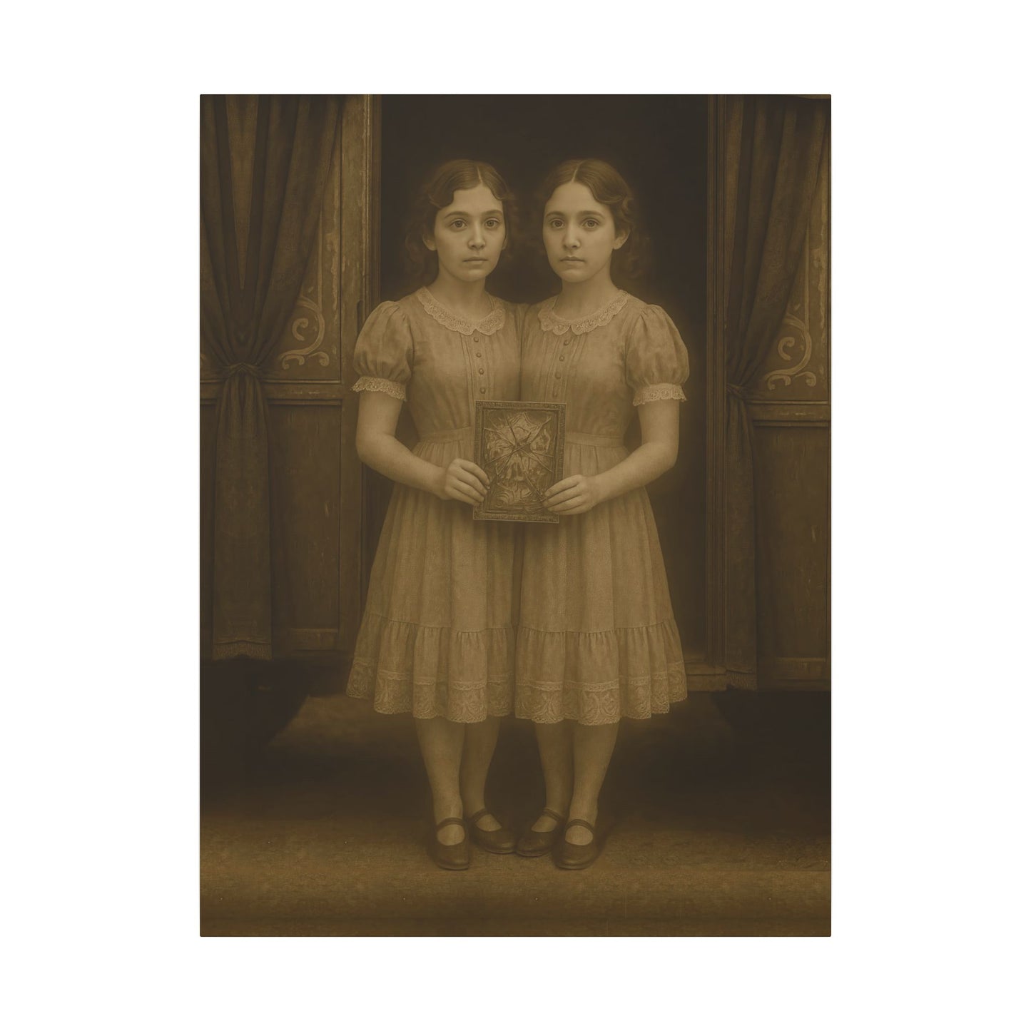 Conjoined Twins – Matte Canvas Print (Gallery-Wrapped) 0.75" – Vintage Circus-Inspired Canvas Wall Art