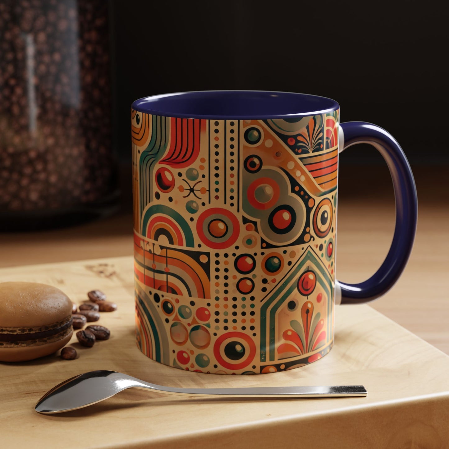 πΏ Retro Boho Accent Coffee Mug | 11oz & 15oz Ceramic Cup | Custom Colors Available