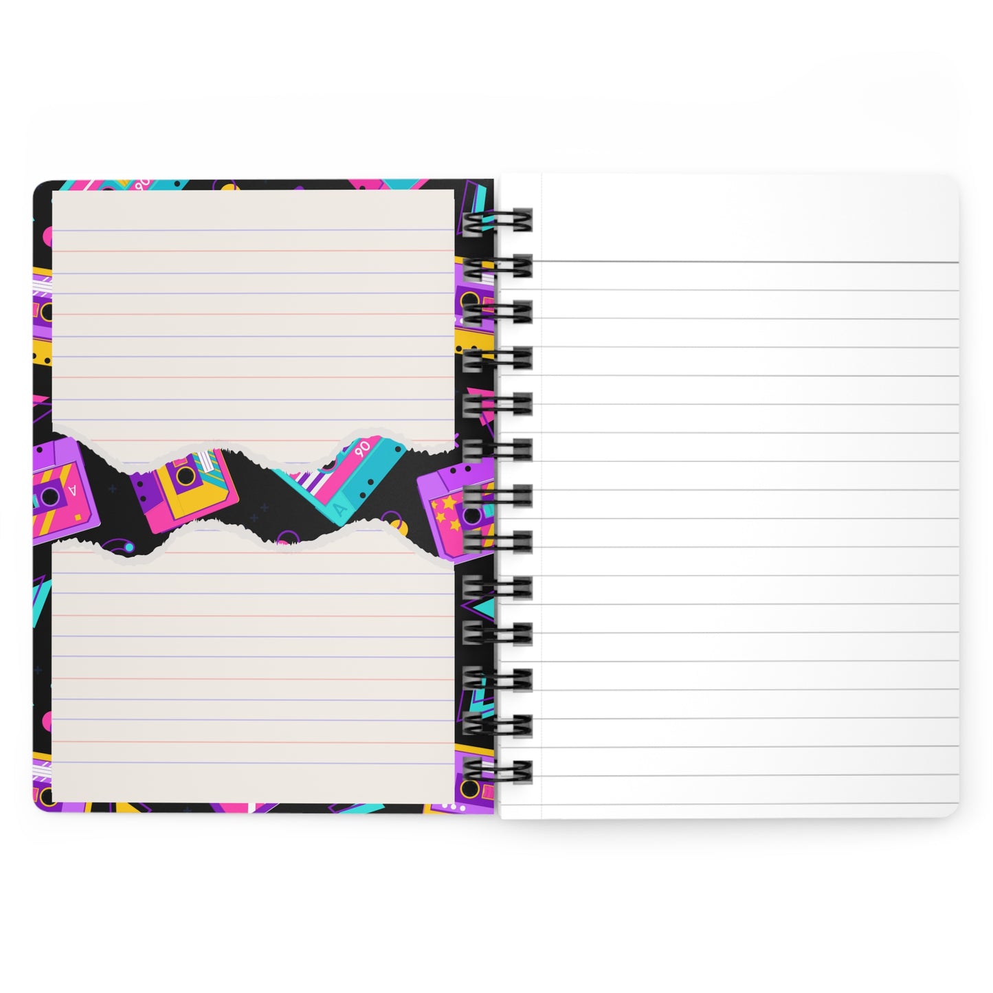 Spiral-Bound Glossy Cover Journal – “Retro Daydream” 80s-Inspired Funky Notebook, Diary, Journal
