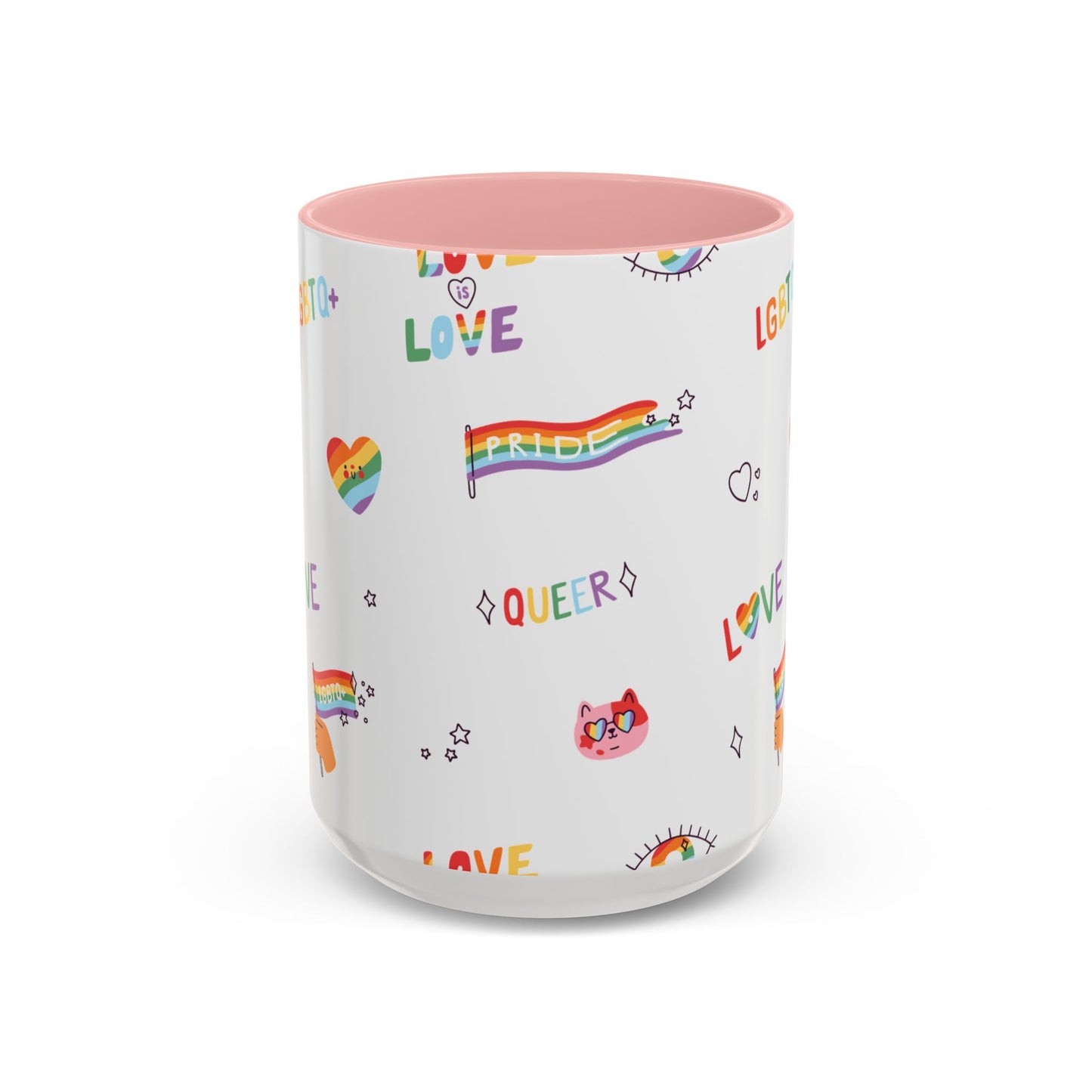 Minimalist Pride Accent Mug | LGBTQ+ Love Ceramic Cup | 11oz & 15oz