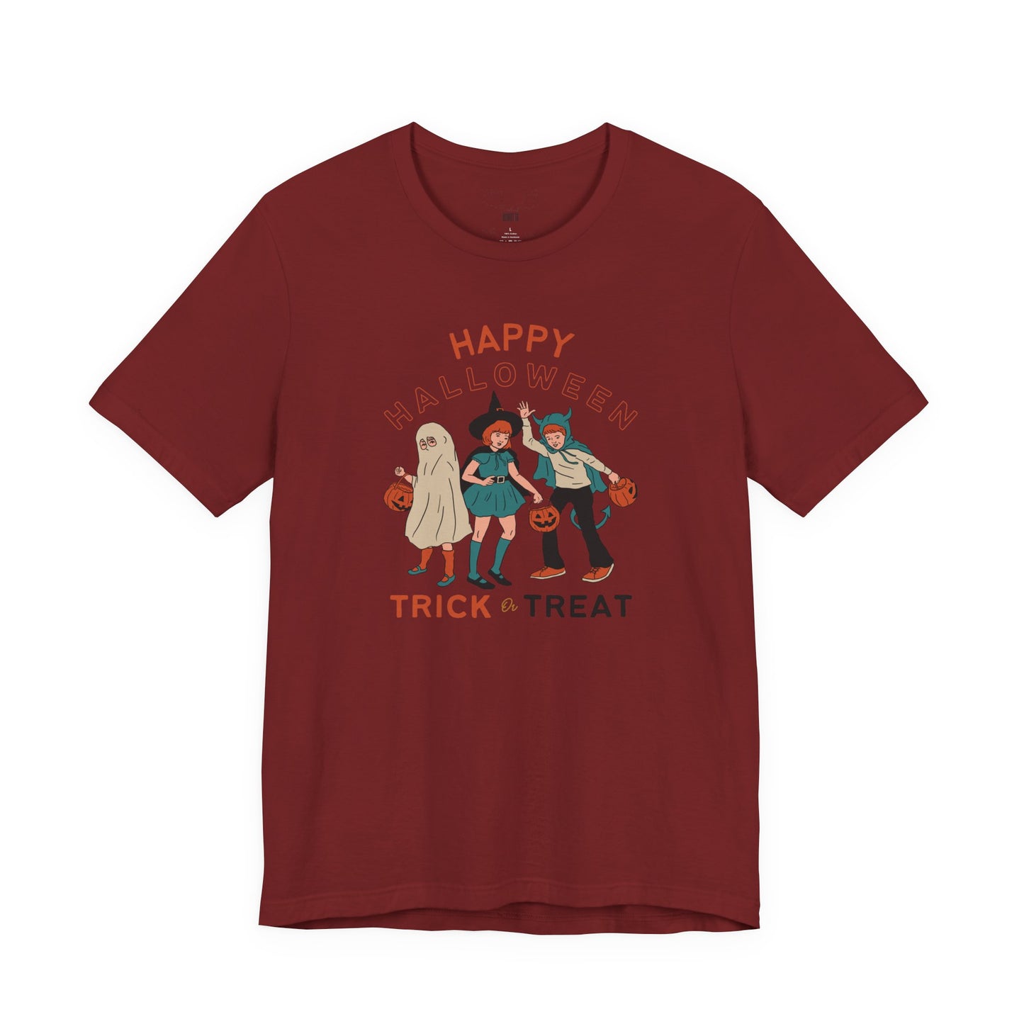 Happy Halloween Trick or Treat Vintage Vibe Tee โ Bella+Canvas 3001
