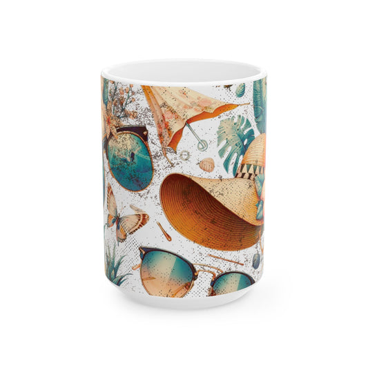 Taza de cerámica (325 ml, 433 ml) – Gráfico de verano grunge personalizado