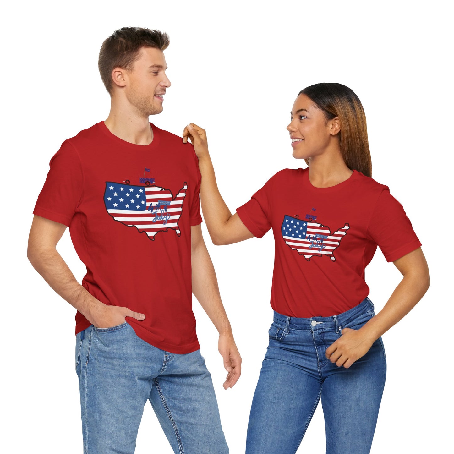 All-American USA Map & Truck Tee β Unisex Bella+Canvas Jersey Tee - 4th of July T-Shirt