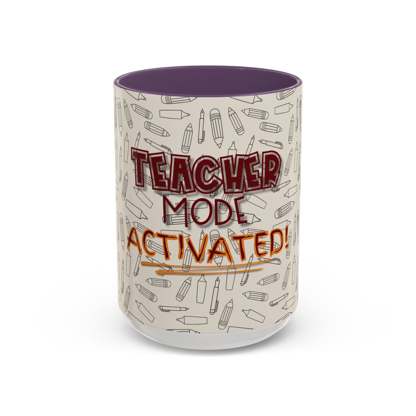 Funny Teacher Coffee Mug – Back to School Gift – “Teacher Mode Activated” – Color Accent 11oz 15oz – Classroom Decor – Durable Ceramic – Education Life