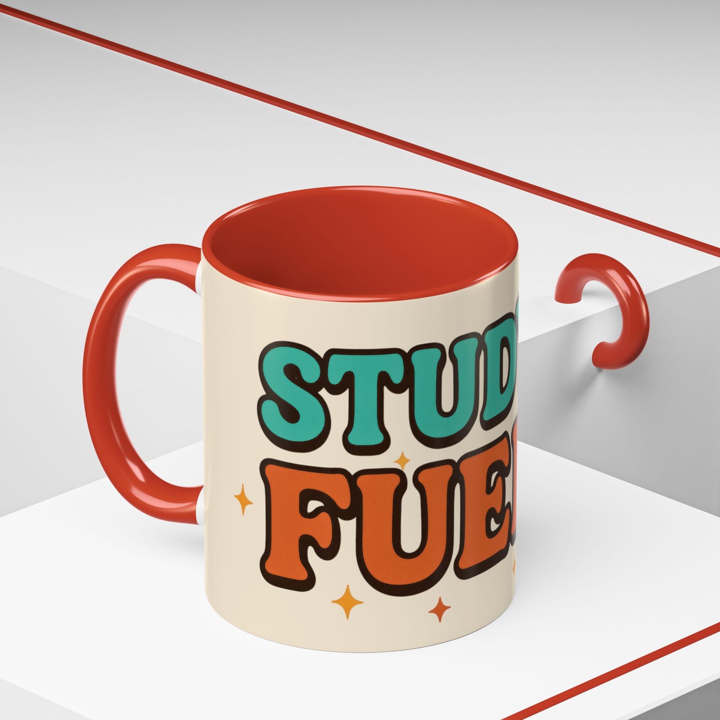 Study Fuel Color Accent Mug (11oz/15oz) – Retro Teacher/Student Coffee Cup • Back to School • Durable Ceramic
