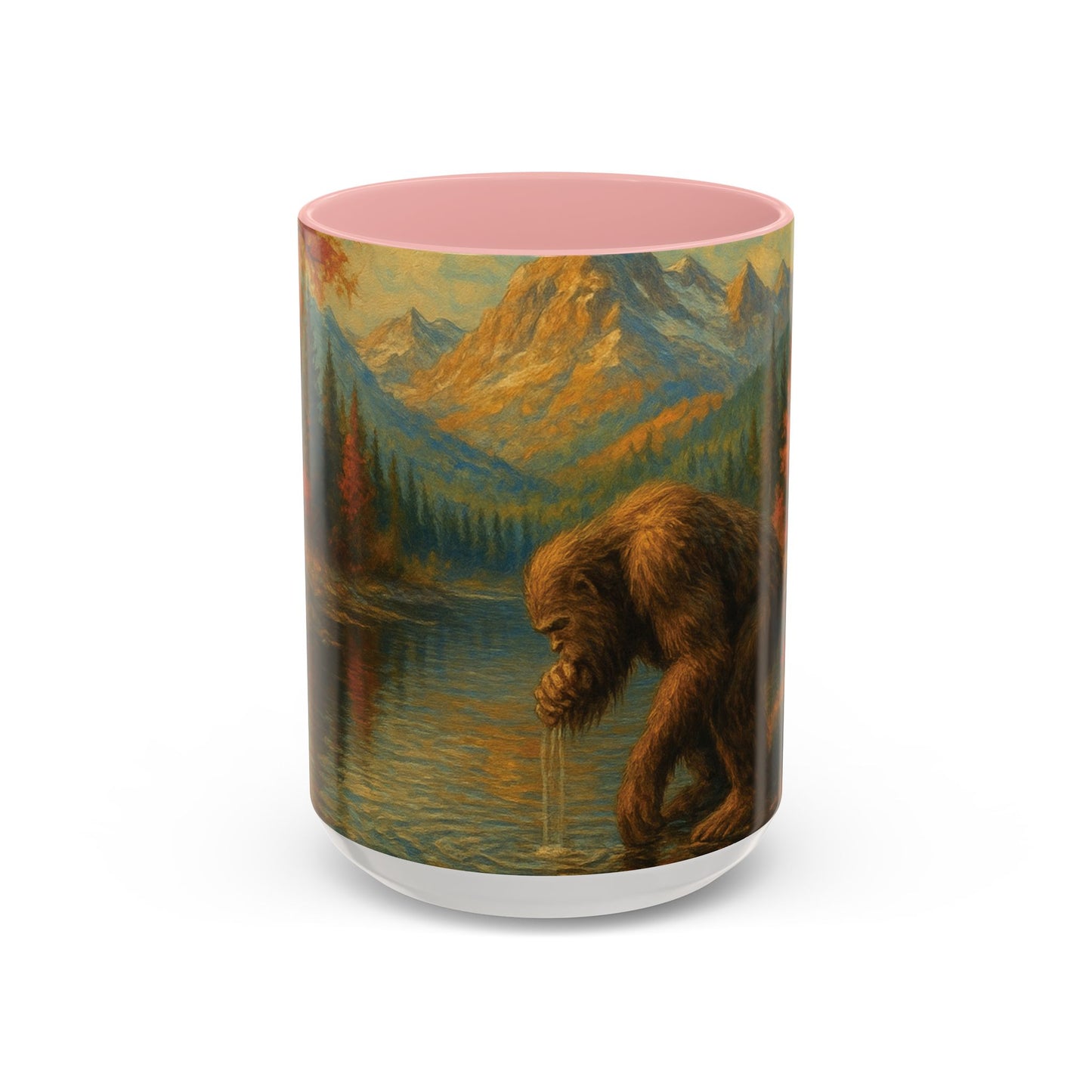 Bigfoot River Scene Mug | Autumn Wilderness Accent Coffee Mug (11oz/15oz)