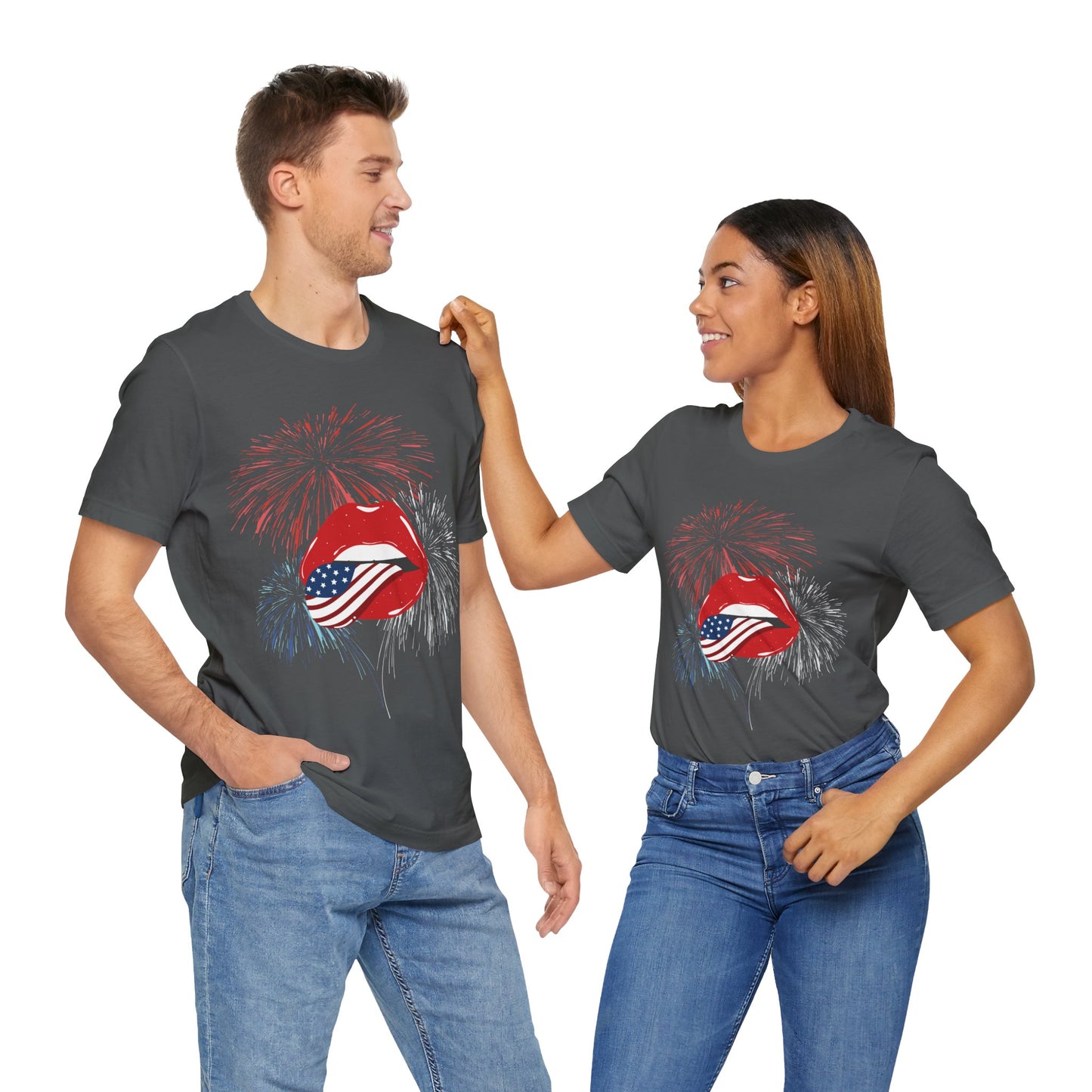 American Flag Lips Tee – Unisex Bella + Canvas Jersey Tee - 4th of July