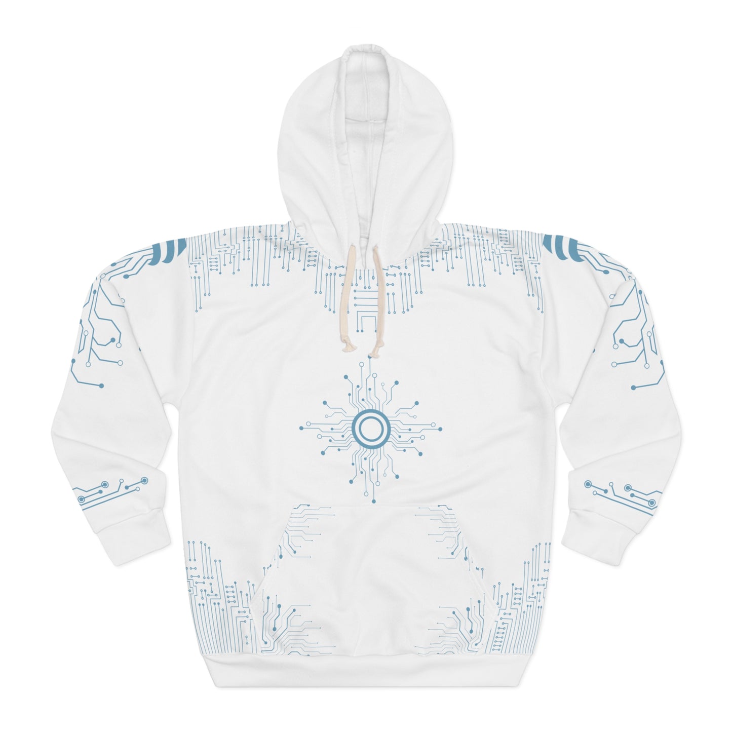 Unisex Tech Circuit-Core Pullover Hoodie - Futuristic Design for Comfort & Style