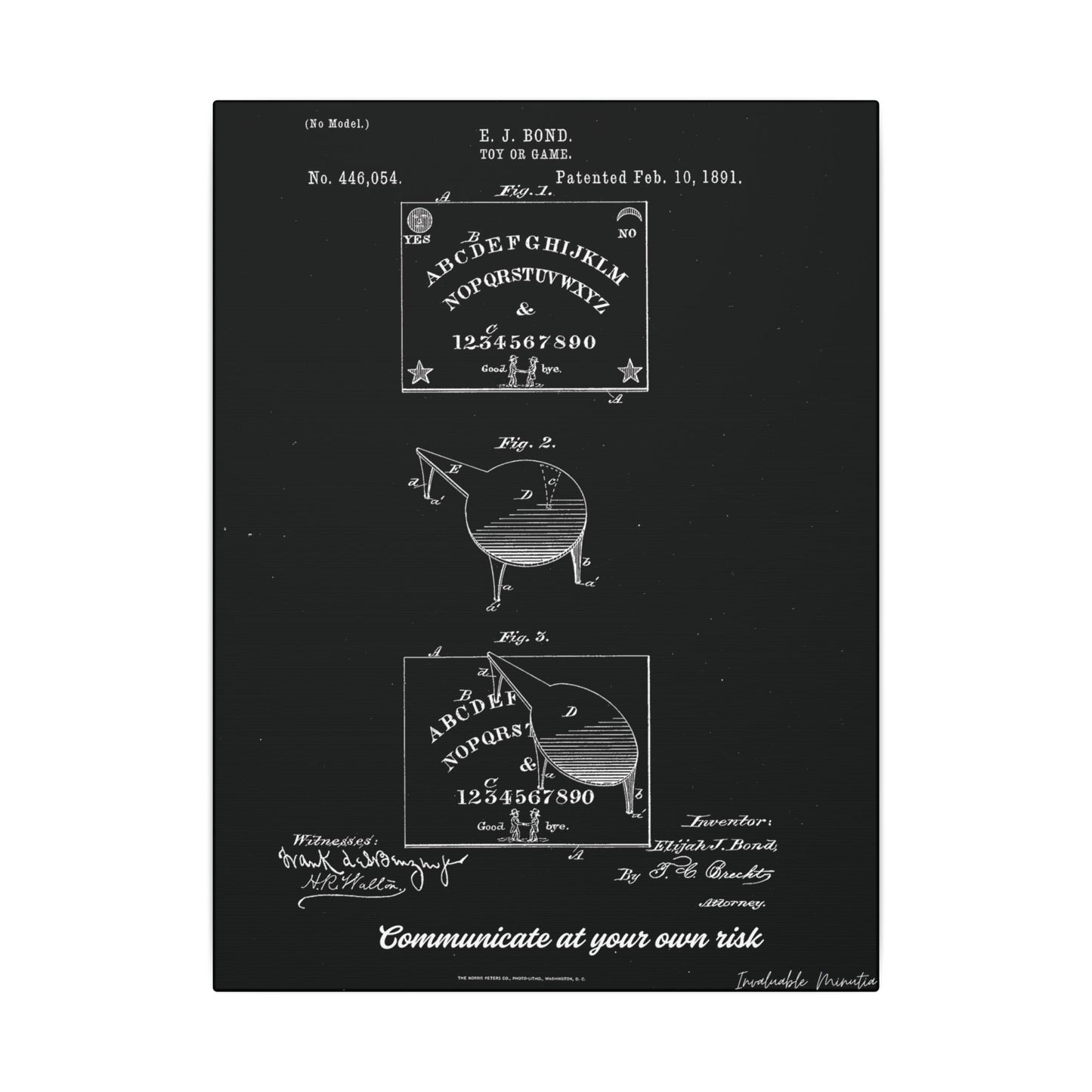 Ouija Board Patent Print (1891) – Gothic Spirit Board Canvas Wall Art
