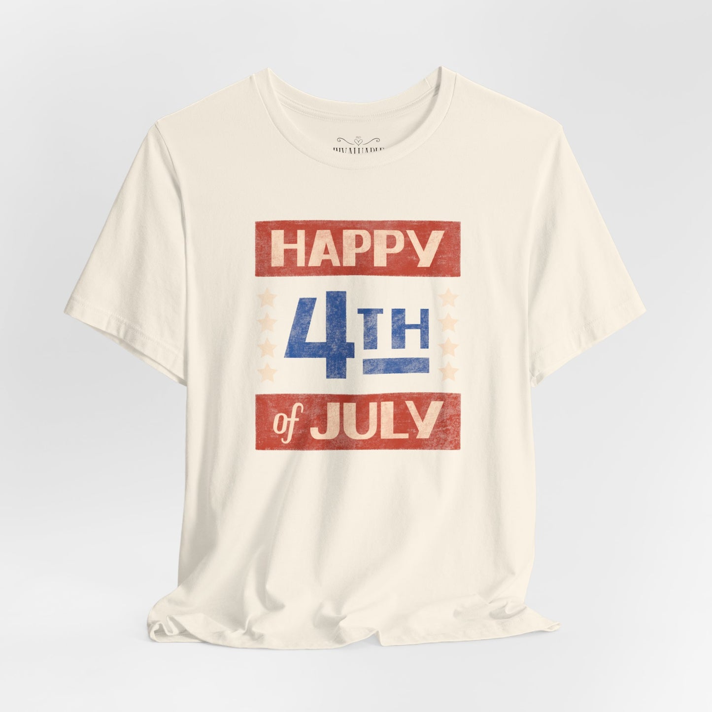 Happy 4th / Land of the Free Tee – Dual-Sided Print – Unisex Bella + Canvas Jersey T-Shirt