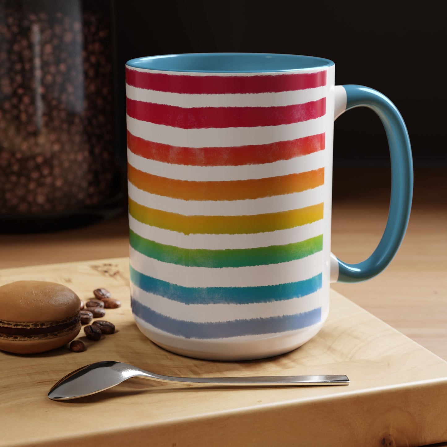 π Bold Rainbow Stripes Pride Mug | 11oz/15oz | Purple Accent