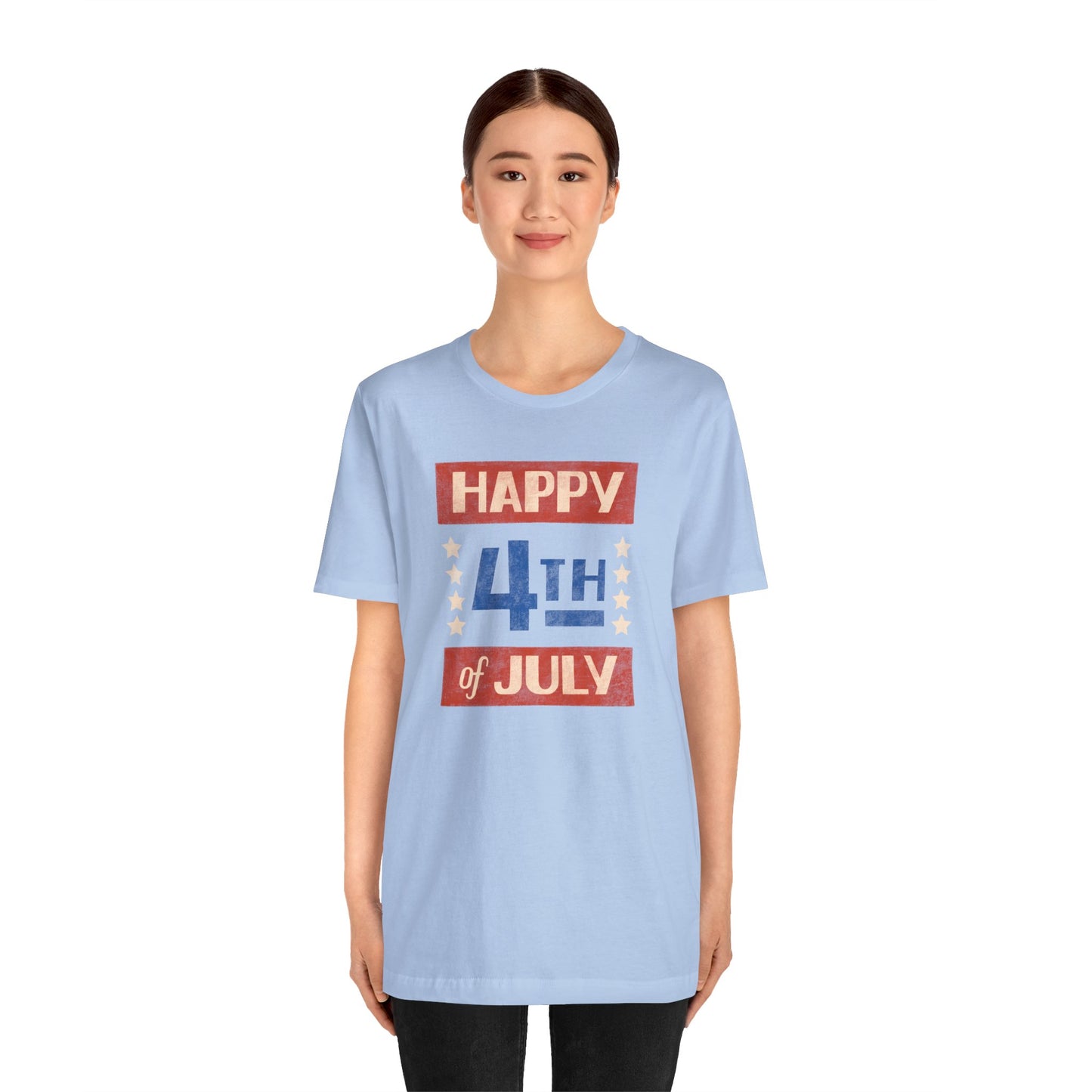 Happy 4th / Land of the Free Tee – Dual-Sided Print – Unisex Bella + Canvas Jersey T-Shirt