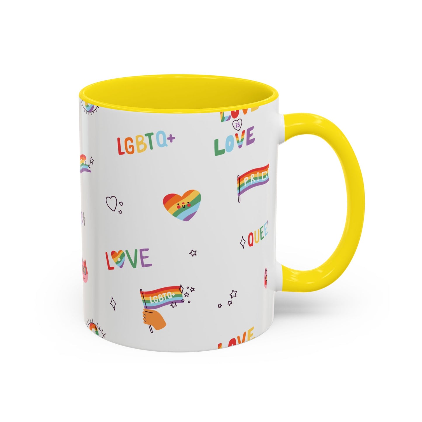 Minimalist Pride Accent Mug | LGBTQ+ Love Ceramic Cup | 11oz & 15oz