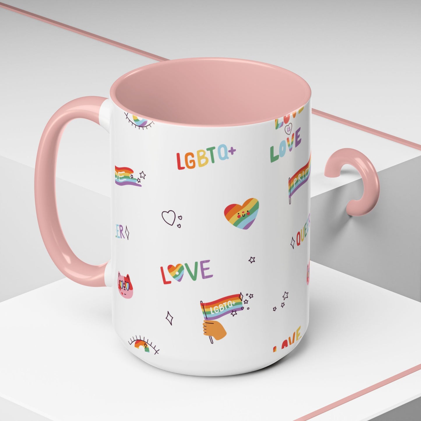 Minimalist Pride Accent Mug | LGBTQ+ Love Ceramic Cup | 11oz & 15oz