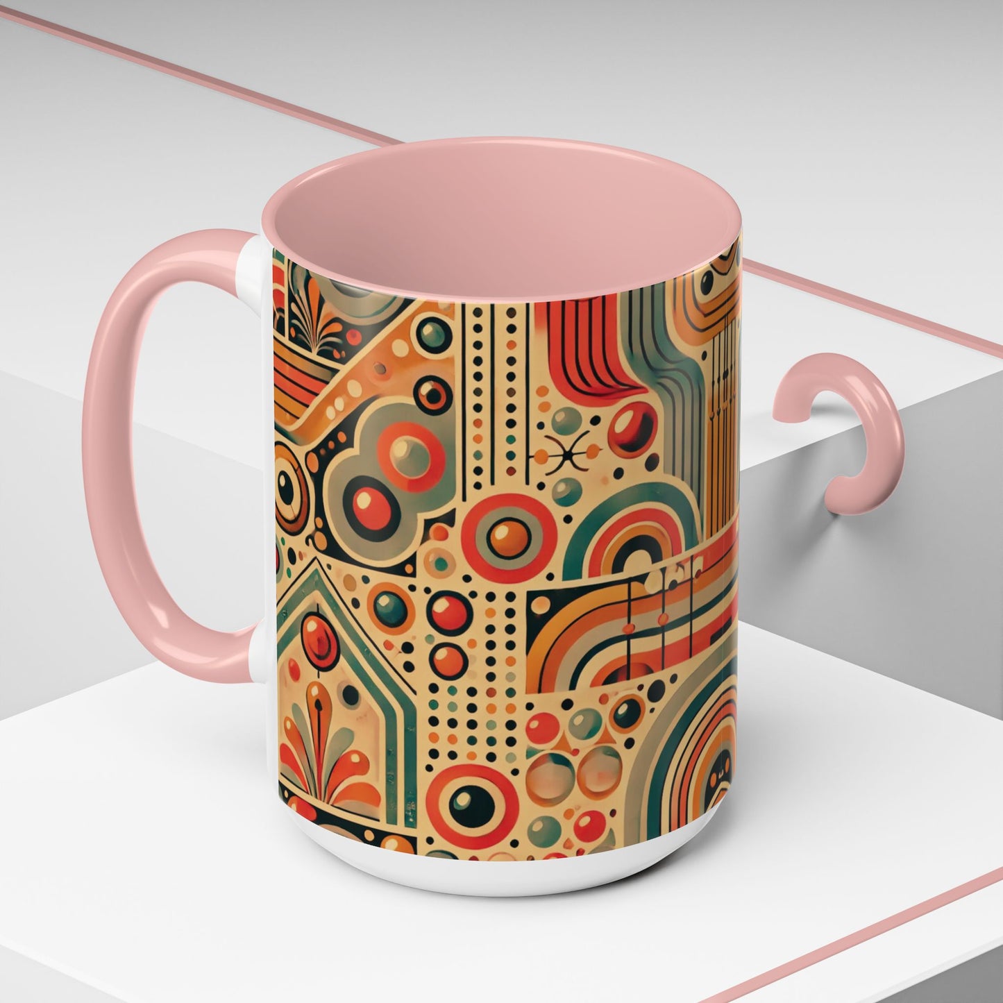 πΏ Retro Boho Accent Coffee Mug | 11oz & 15oz Ceramic Cup | Custom Colors Available