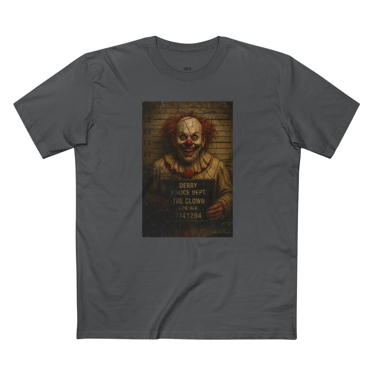 Creepy Clown Mugshot T-Shirt โ Premium AS Colour 5001 Horror Tee