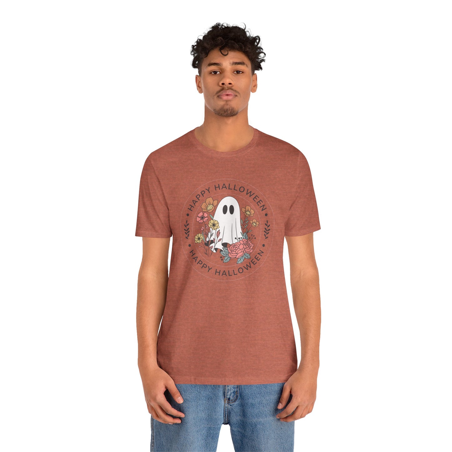 Happy Halloween Floral Ghost Tee – Bella+Canvas 3001