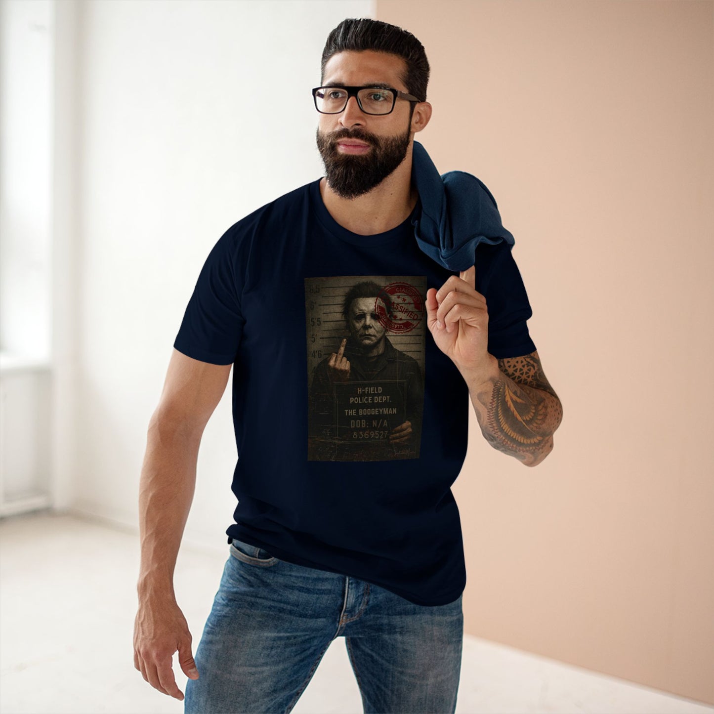 Michael Mugshot Tee – Distressed Horrorcore Slasher Shirt Premium Tee